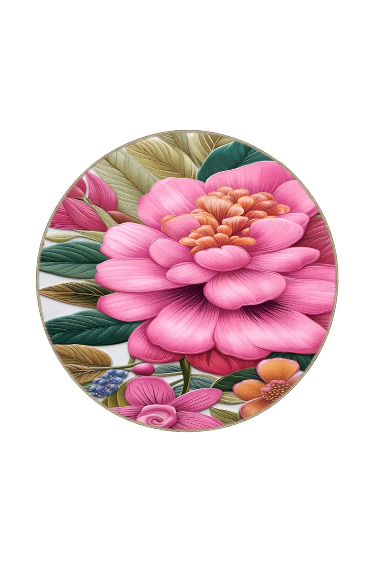 Pembe Floral Etnik Modern Dekoratif Halı miravip232