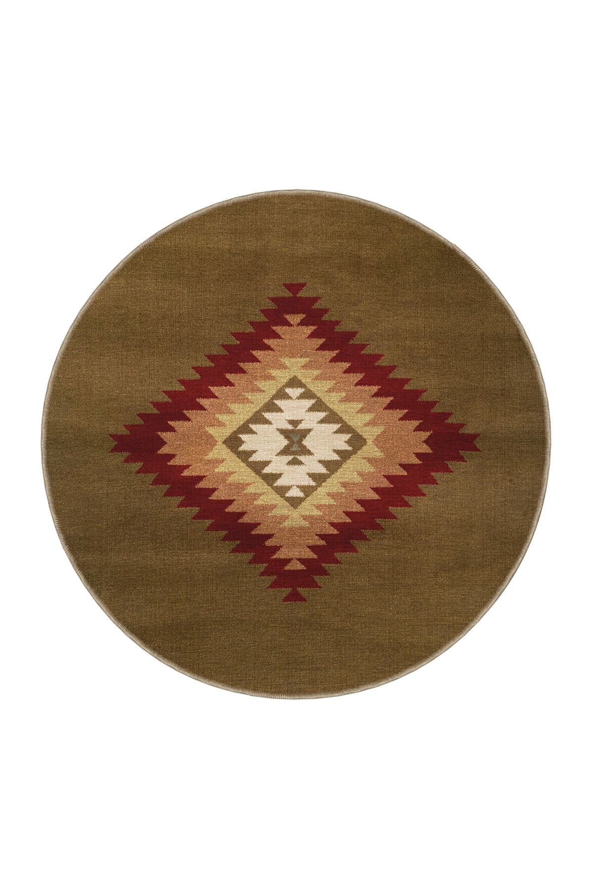 Kahverengi Temalı Hasır Tasarım Geometrik Desenli Vintage Dekoratif Halı 3407