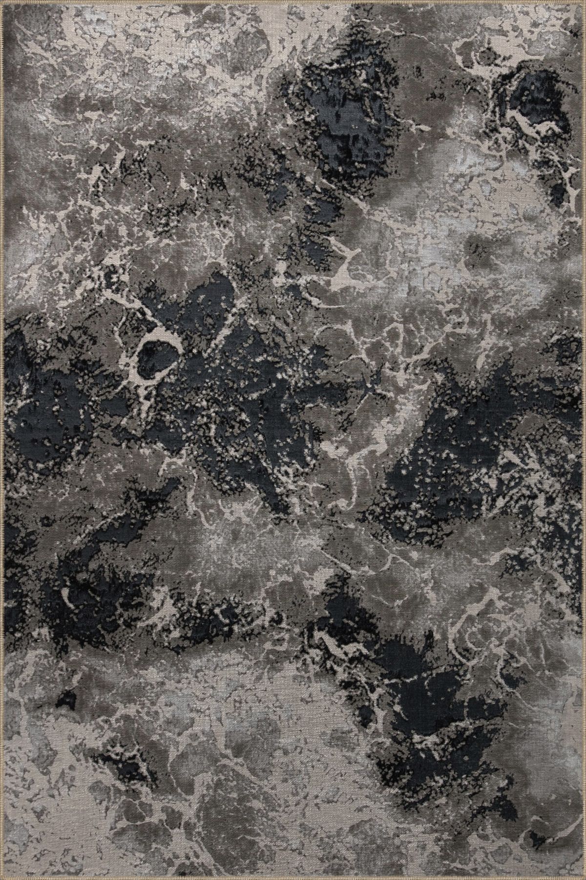 Gri Temalı Abstract Soyut Desenli Kreatif Modern Dekoratif Halı 2986