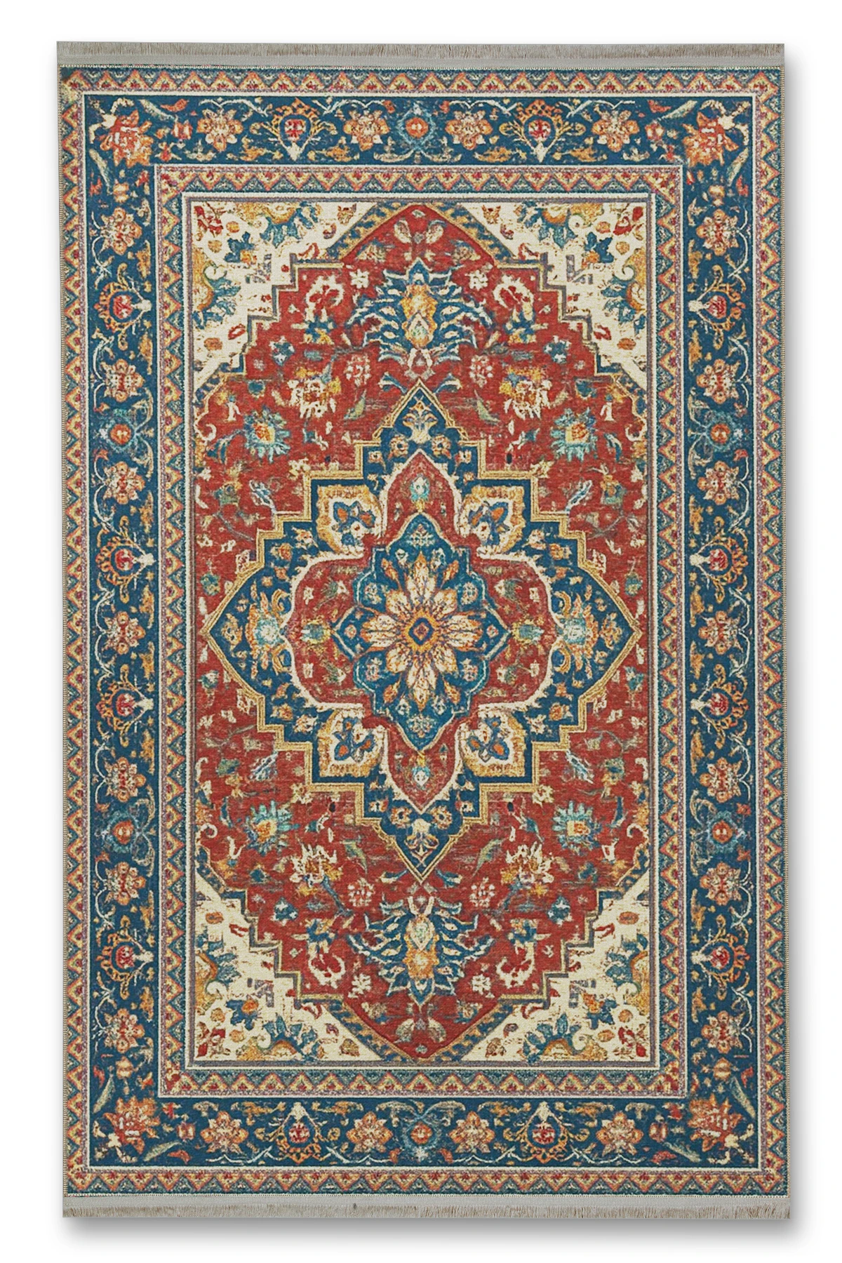 MOSSO Yeşil Temalı Geleneksel Motif Etnik Desenli Vintage Dekoratif Halı mosso406