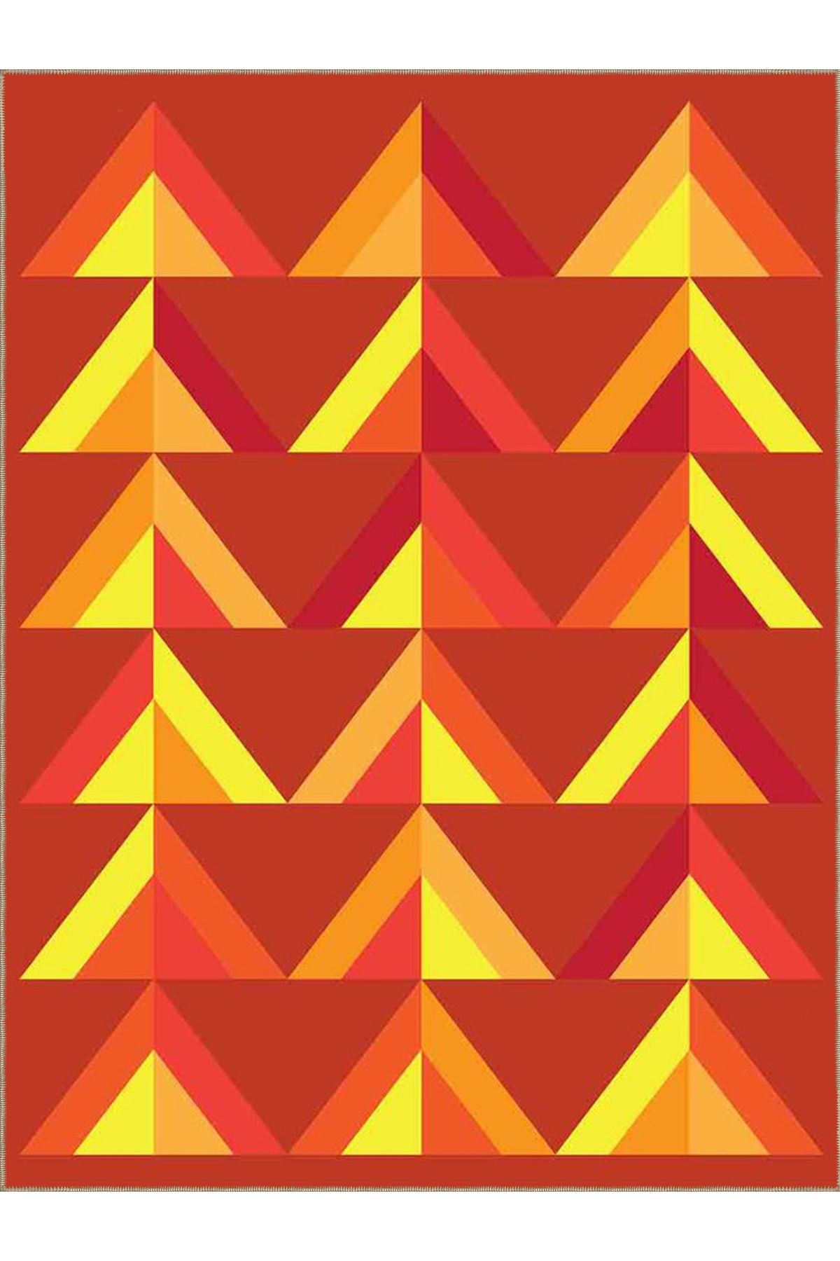 Ametist Serisi Turuncu Tonlarda Geometrik Desenli Dokuma Taban Modern Dekoratif Halı ametist18
