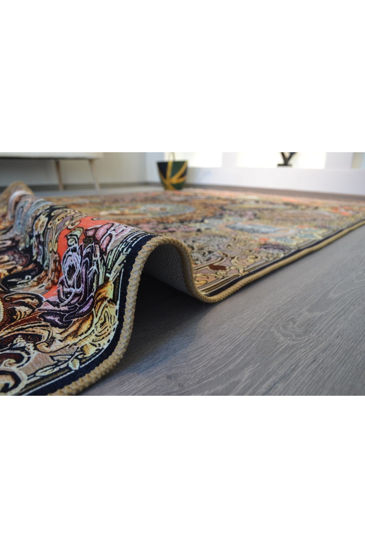 Çok Renkli Geleneksel Motif Etnik Desenli Kreatif Vintage Dekoratif Halı 2588