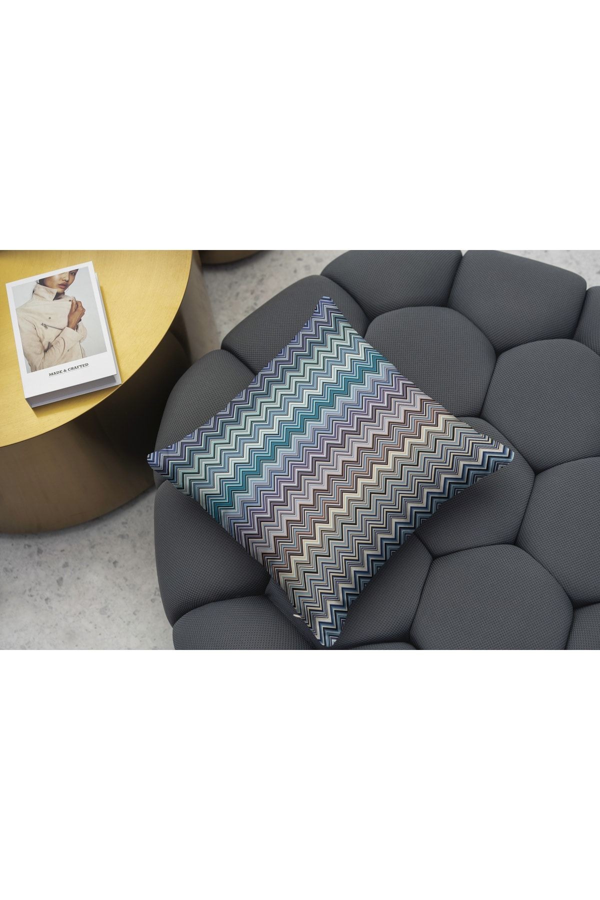 Kırlent Kılıfı Zigzag Desenli Çok Renkli 541