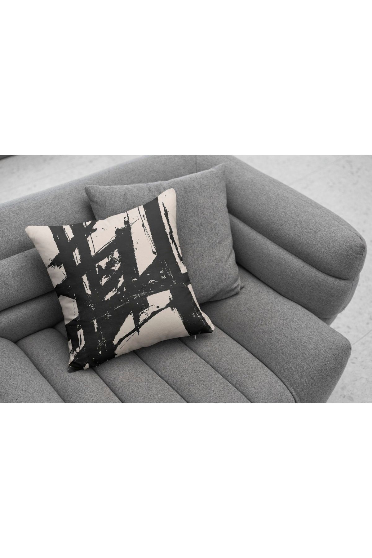 Kırlent 1180 Bej Siyah Modern Soyut Desenli Pillow20