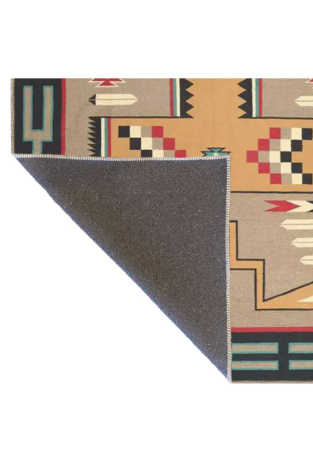 Çok Renkli Motifli Etnik Desenli Vintage Dekoratif Halı 3523