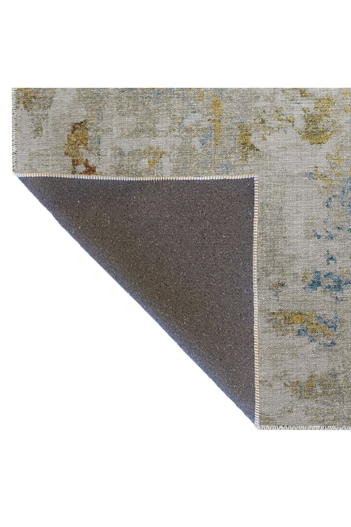 Bej Temalı Çok Renkli Soyut Desenli Kreatif Modern Dekoratif Halı 2858