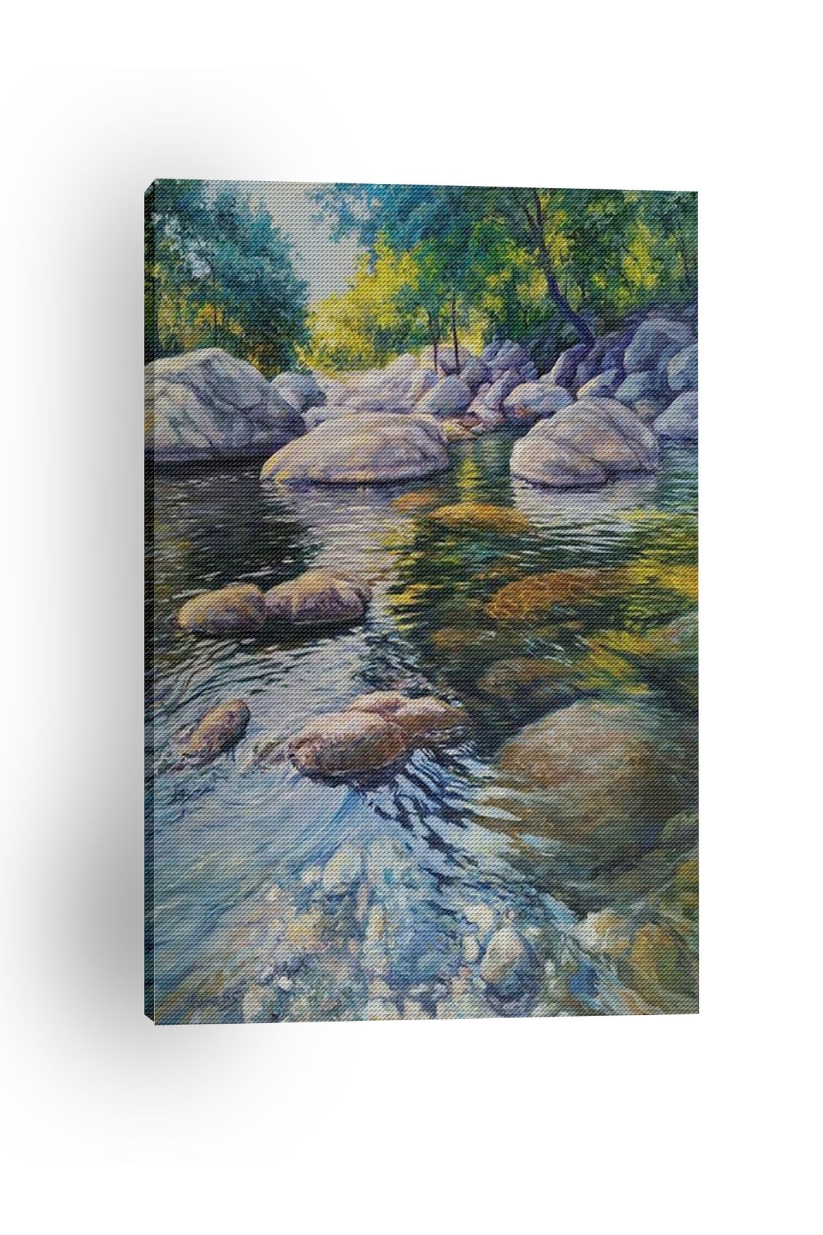 Kanvas Tablo Çayır Kaya Temalı Desenli Modern Tablo