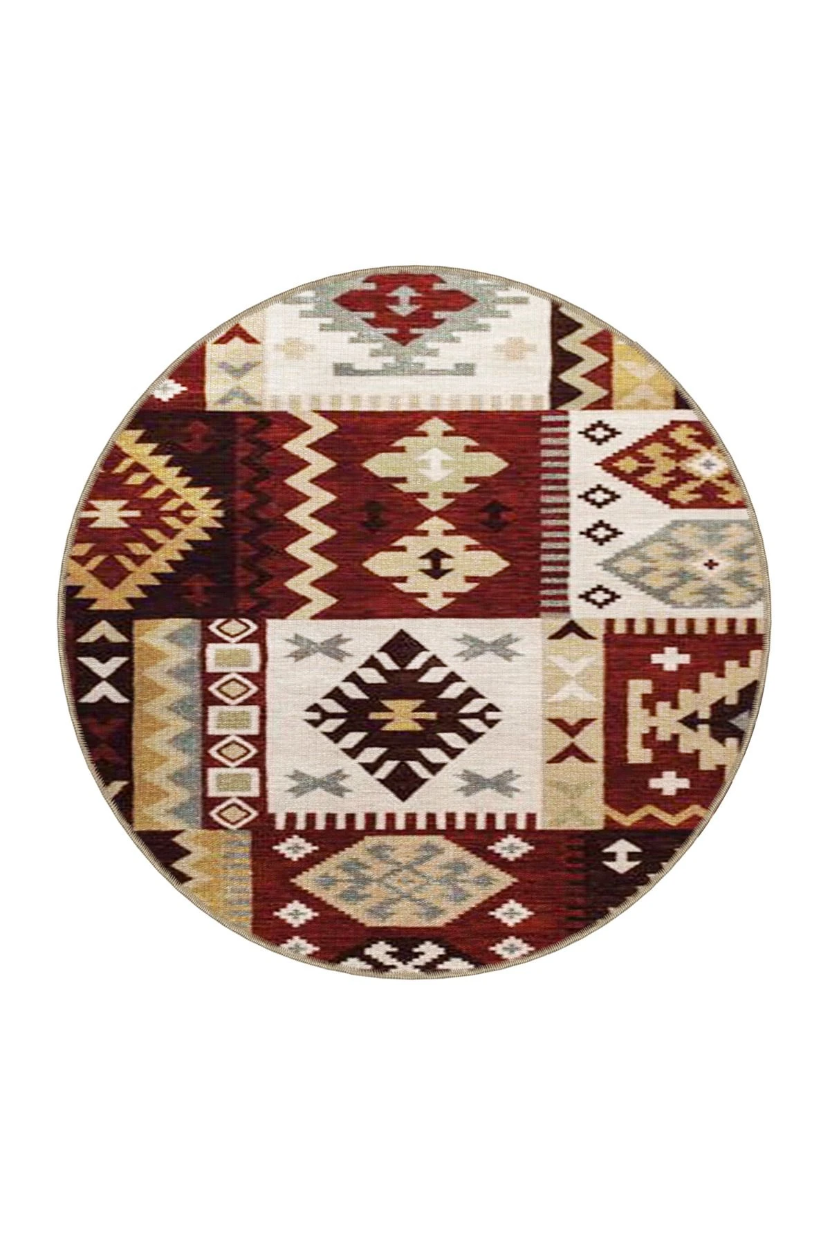 Kahverengi Tonlanlarda Geometrik Dekoratif Halı 4264