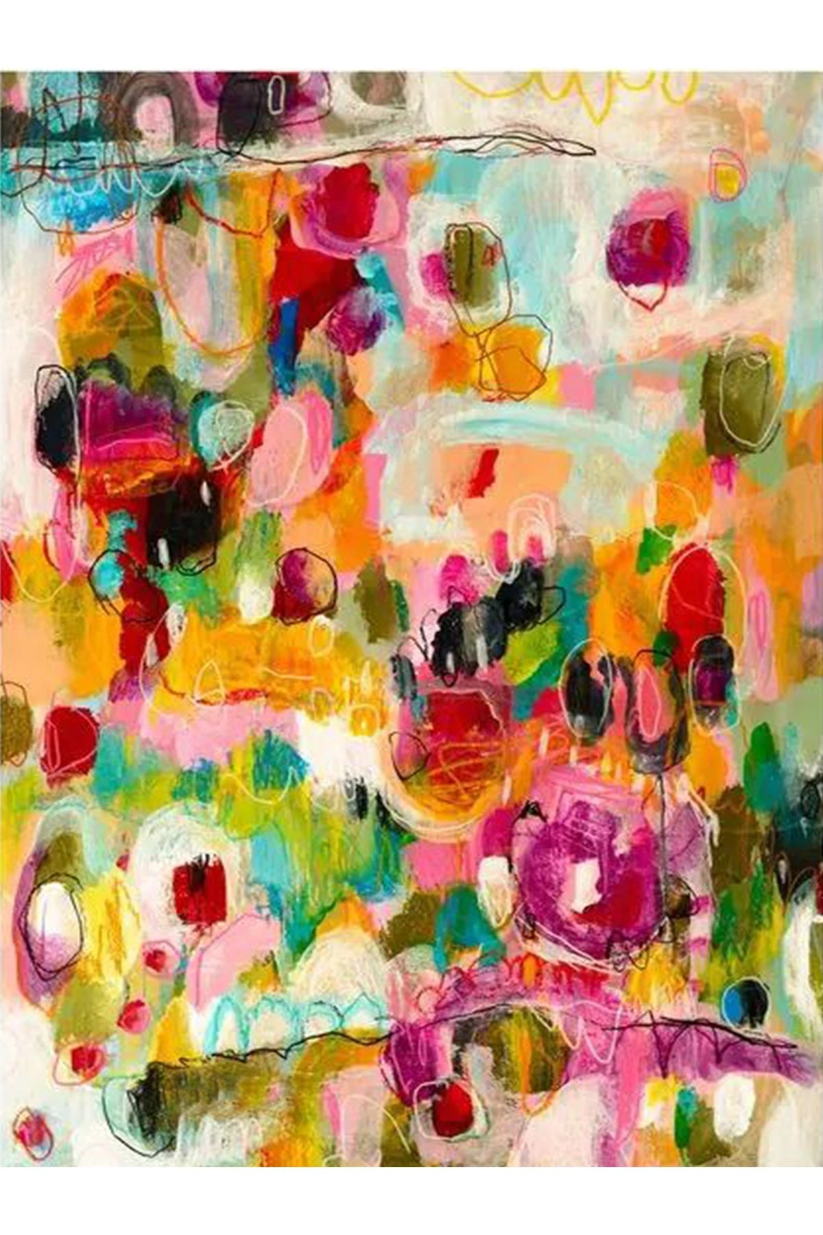 Özge Koleksiyonu Çok Renkli Soyut Desenli Dokuma Taban Modern Dekoratif Halı özge21