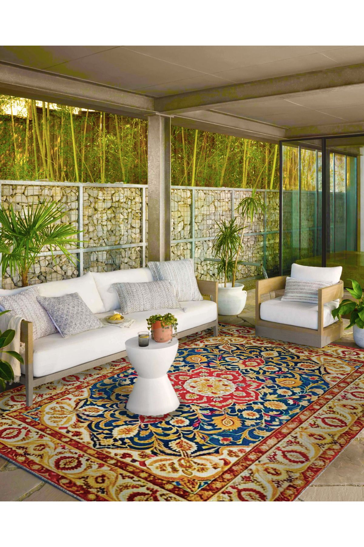 Paris Koleksiyonu Bej Mavi Temalı Geleneksel Motif Desenli Vintage Dekoratif Halı 85