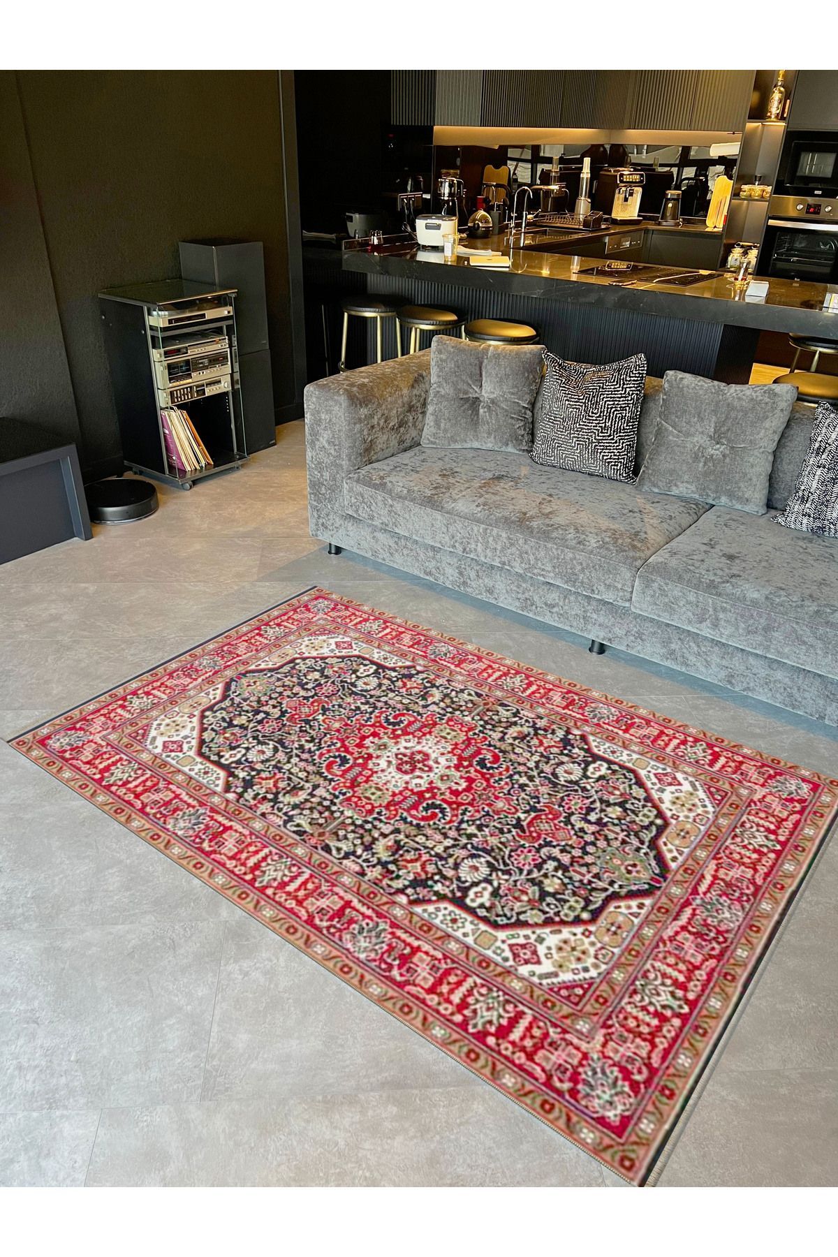 İnci Koleksiyonu Geleneksel Desenli Dokuma Taban Vintage Dekoratif Halı inci01