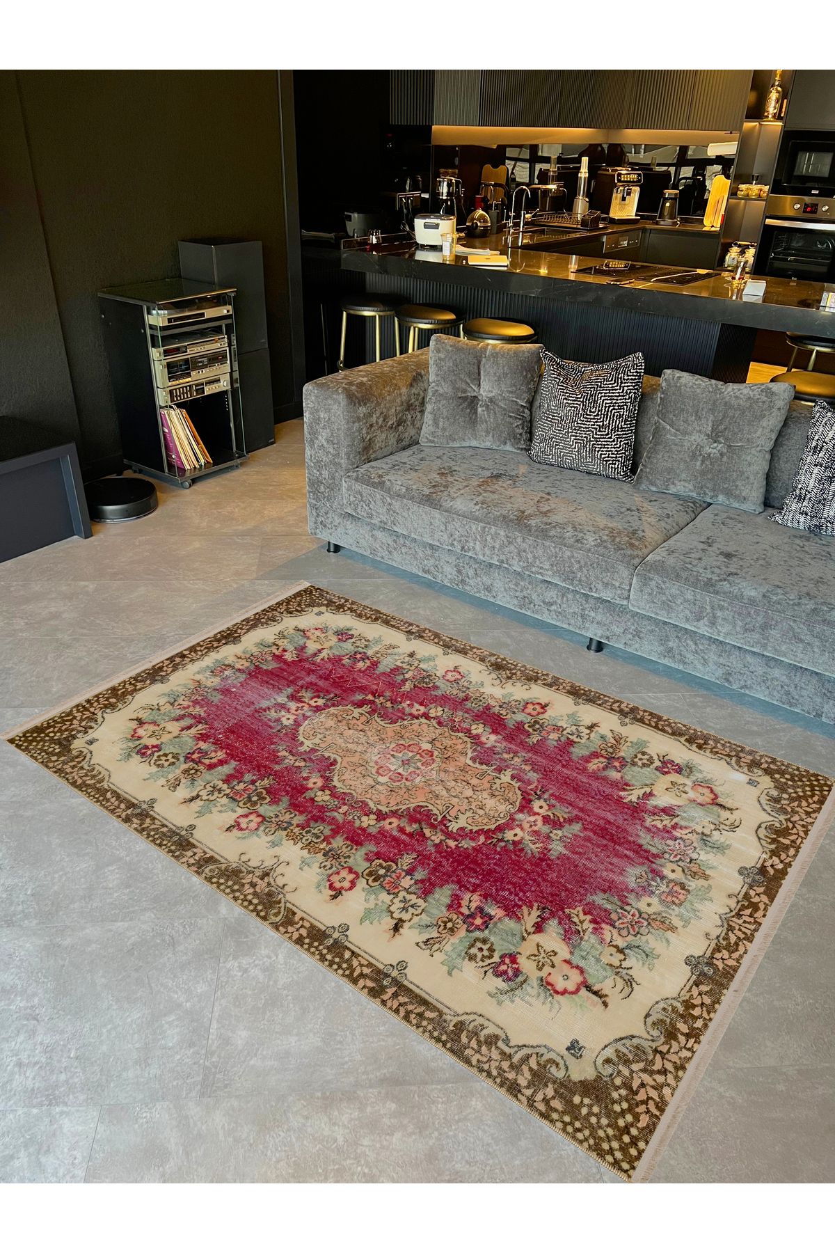 Memlük Koleksiyonu Mor Bej Tema Etnik Motifli Vintage Desenli Dokuma Taban Dekoratif Halı memlük03