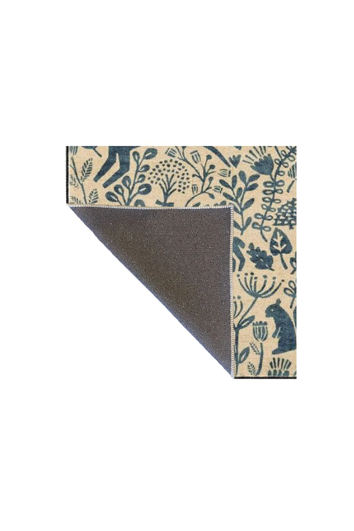 Krem Botanik Şekilli Desenli Dokuma Taban Halı ve Yıkanabilir Halı miravip10141