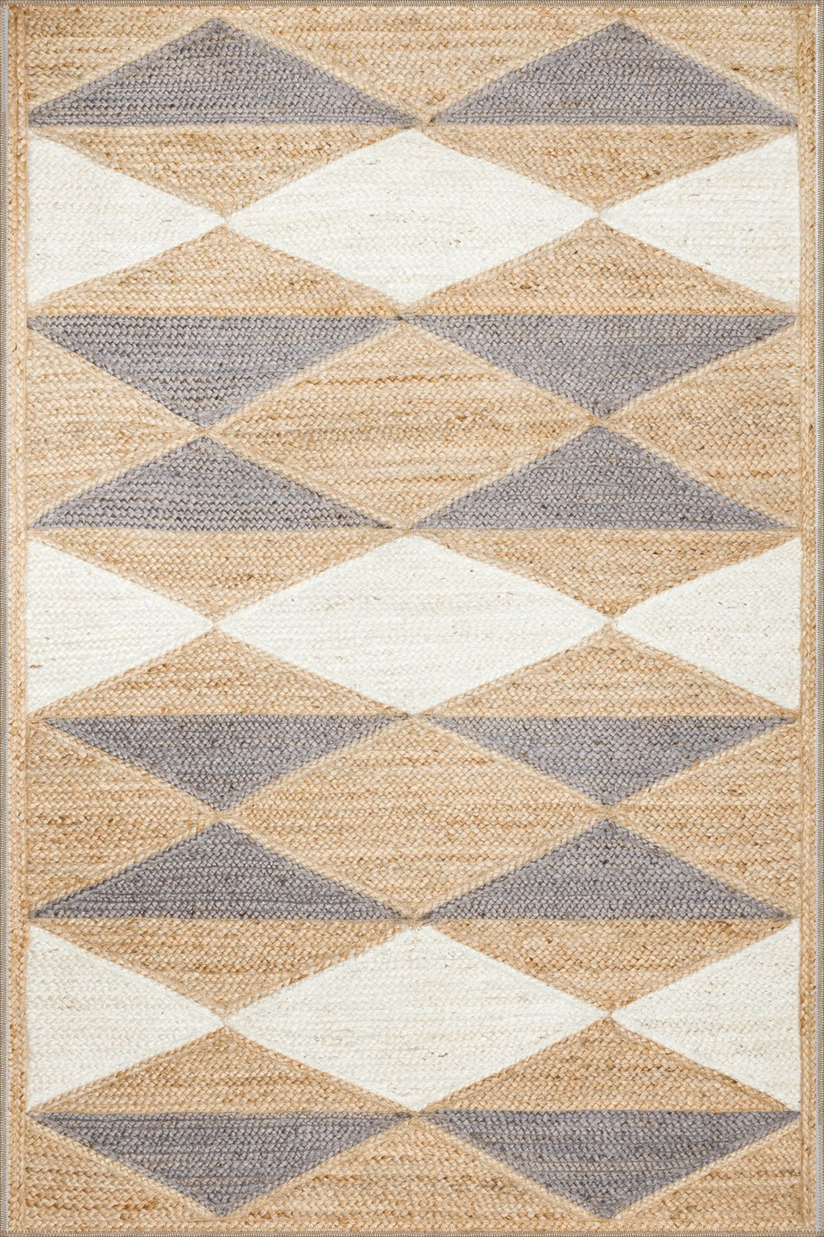 Bej Gri Temalı Üçgen Geometrik Desenli Kreatif Modern Dekoratif Halı 3895