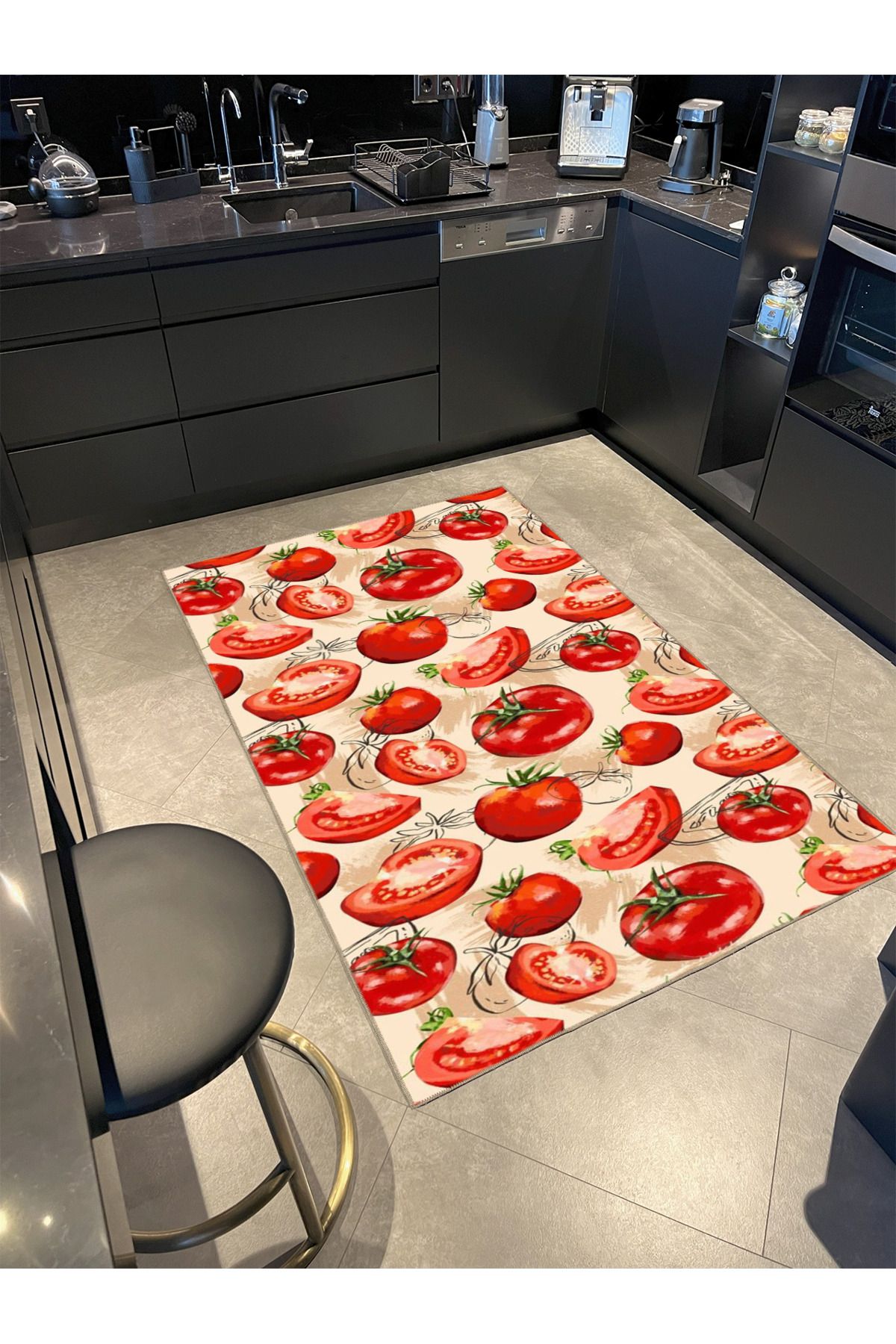 Domates Desenli Kırmızı Tonlarda Dokuma Taban Halı 3736