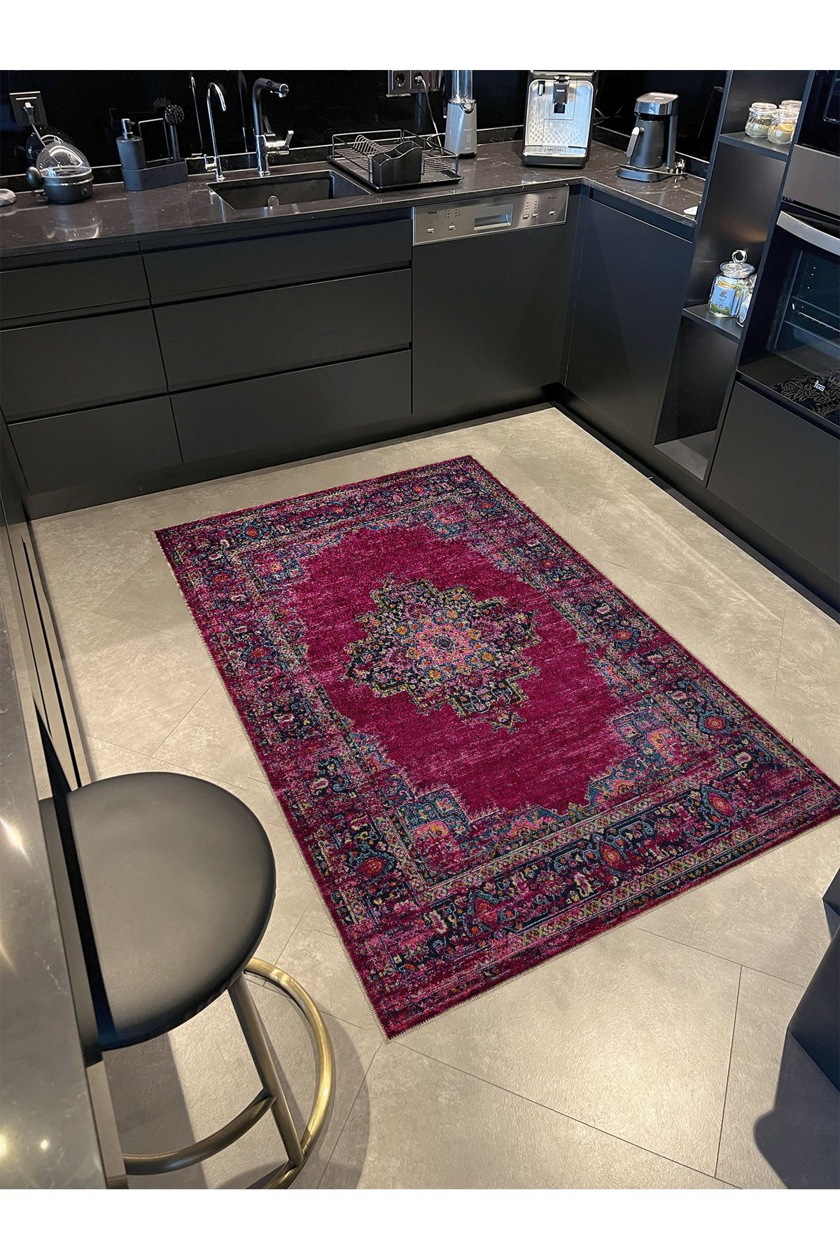 Fuşya Pembe Etnik Ve Vintage Tema Dokuma Taban Halı 1388