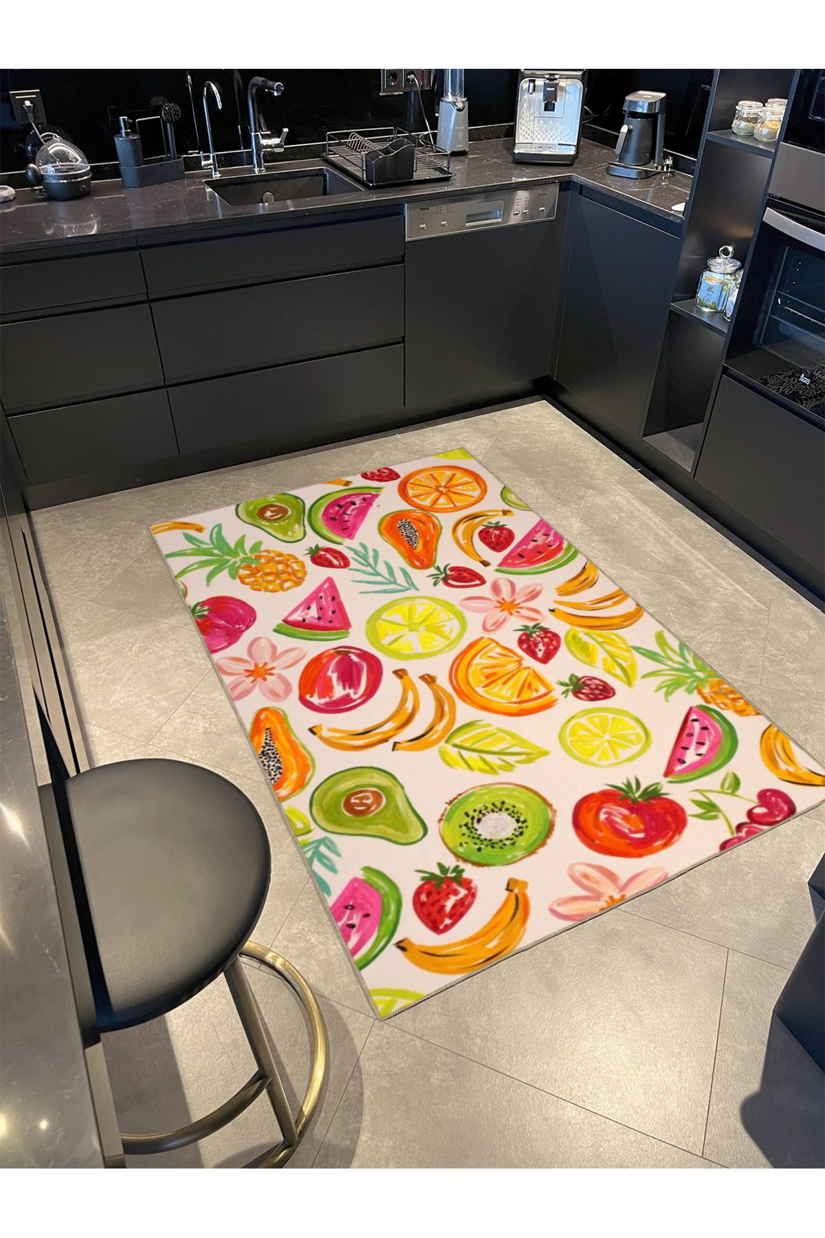 Sarı Mandalina Desenli Dokuma Taban Halı 3704