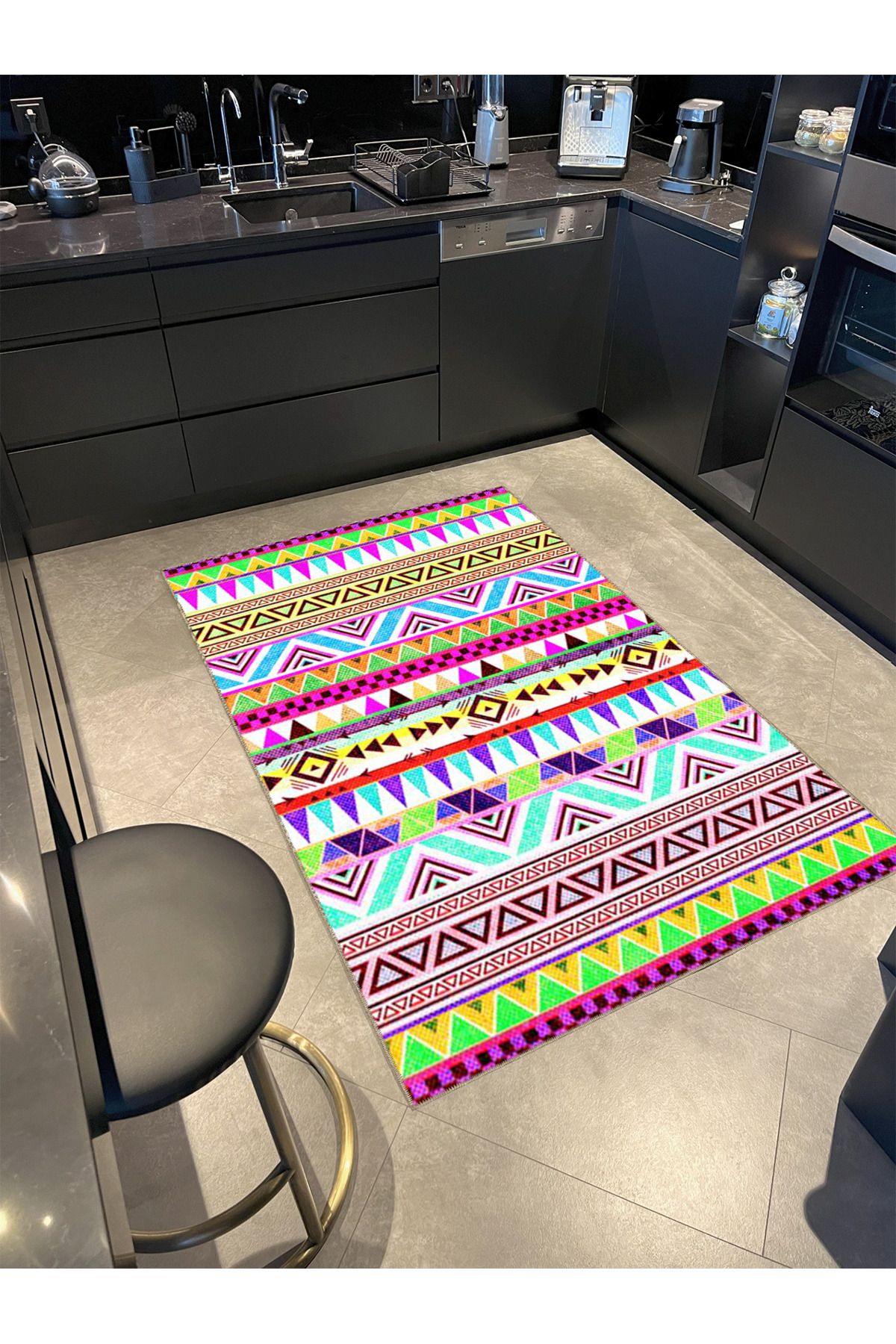 Çok Renkli Karma Geometrik Desenli Kreatif Modern Dekoratif Halı 4723