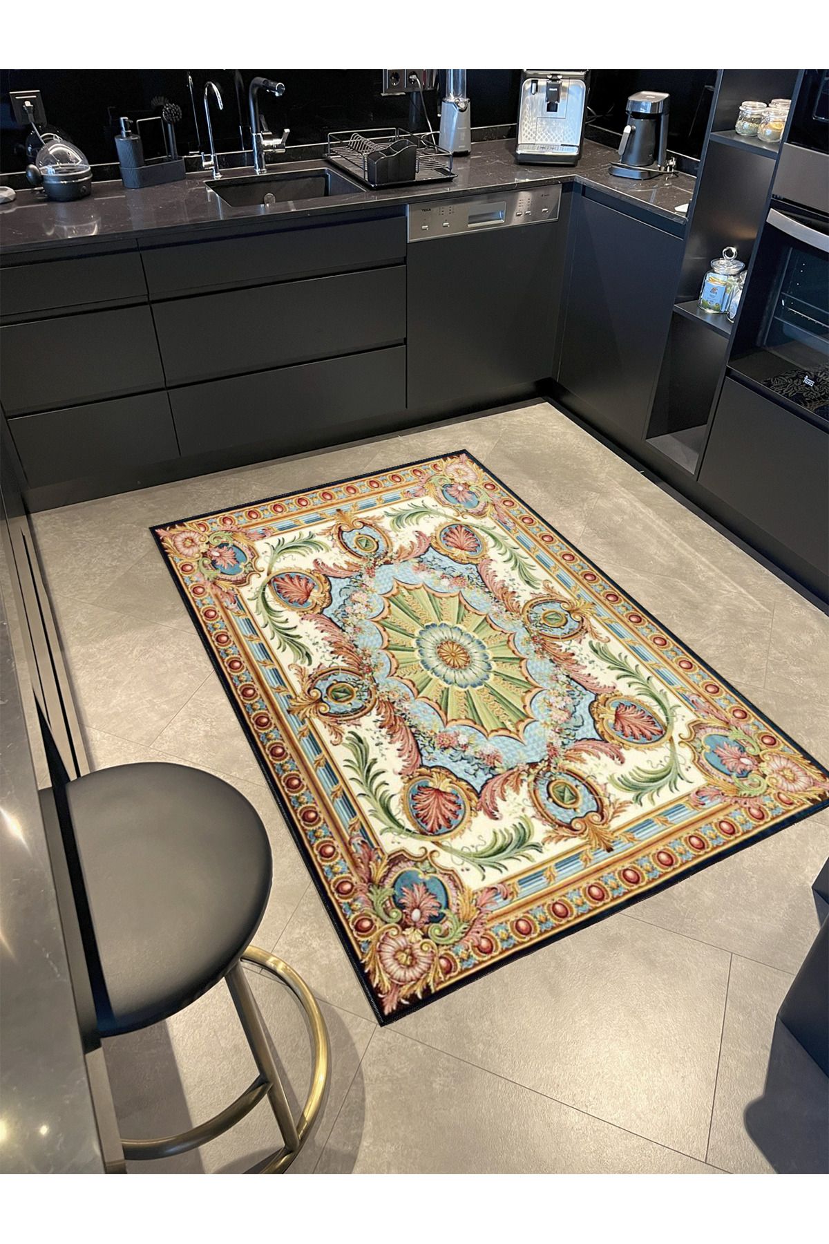 Etnik Desenli Renkli Geleneksel Dekoratif Halı miravip304