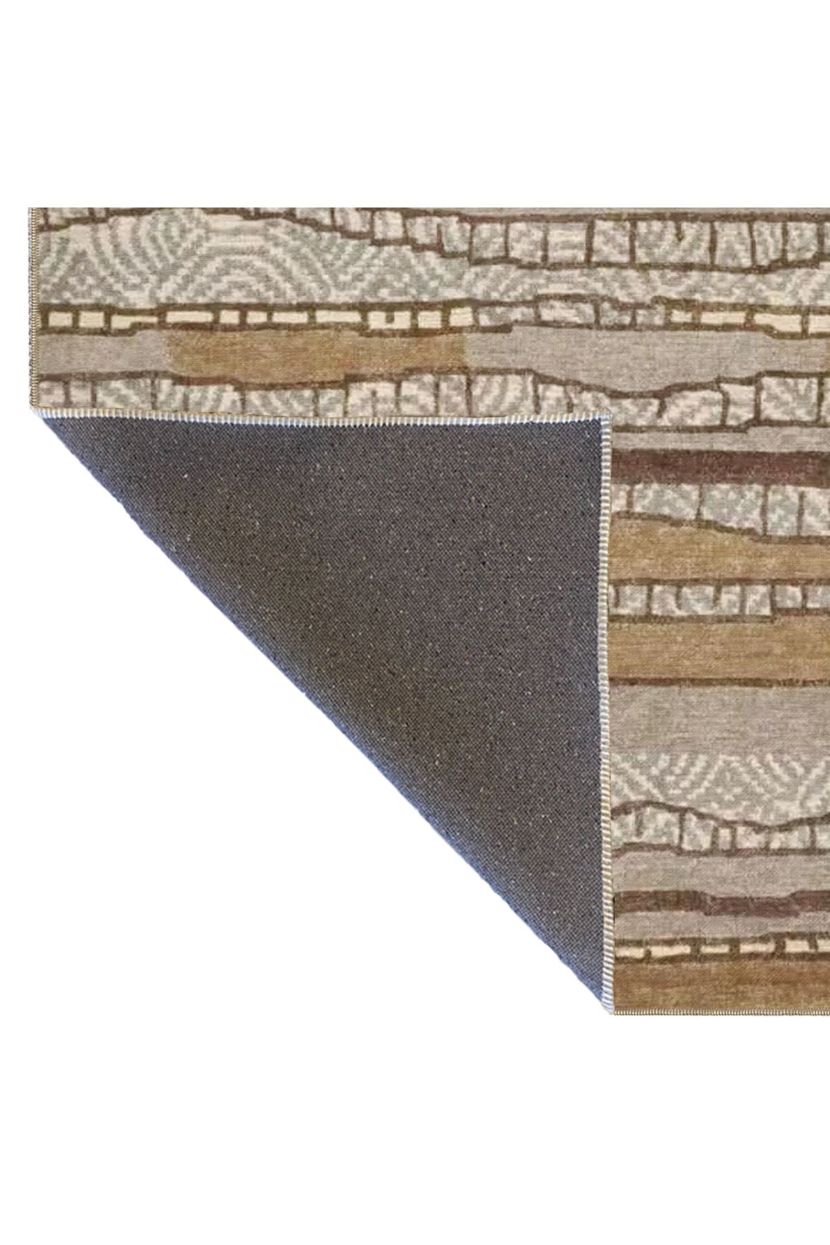 Gri Renkli Yıkanabilir Dokuma Taban Halı miravip1050