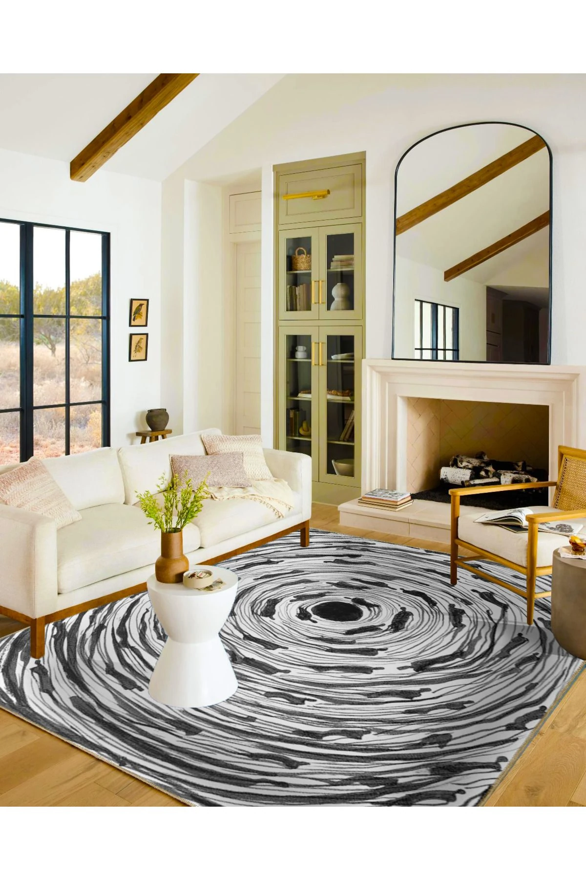 Siyah Beyaz Karadelik Temalı Dekoratif Halı ve Yıkanabilir Halı miravip9710