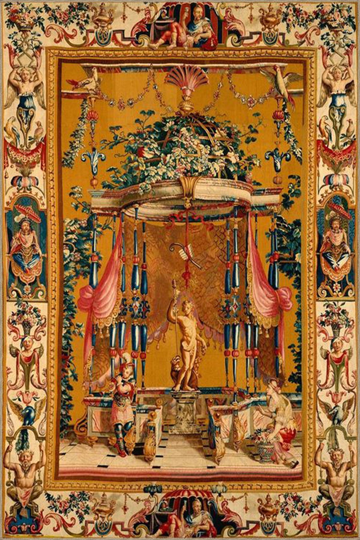 Sarı ve Kahve Tonlarda Adam Motifli Desenli Modern Dekoratif Halı 4409