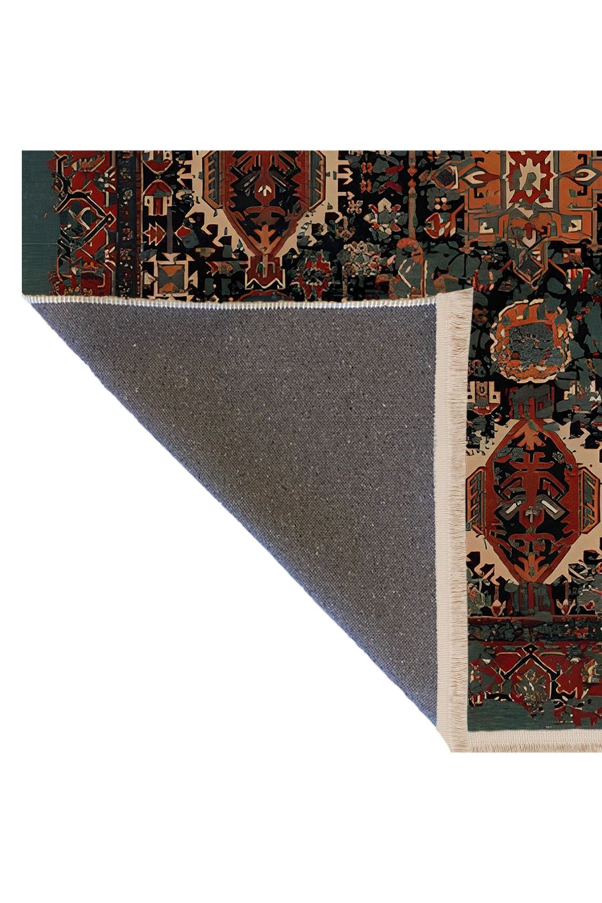 Çok Renkli Geleneksel Motif Soyut Desenli Vintage Dekoratif Halı 1662