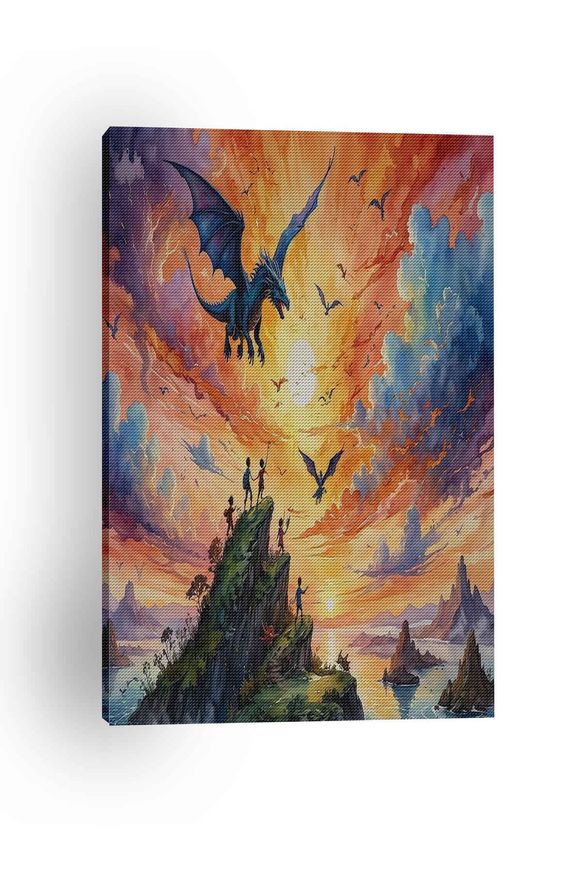 Kanvas Tablo Uçan Dinozor Hayvan Temalı Desenli Modern Tablo