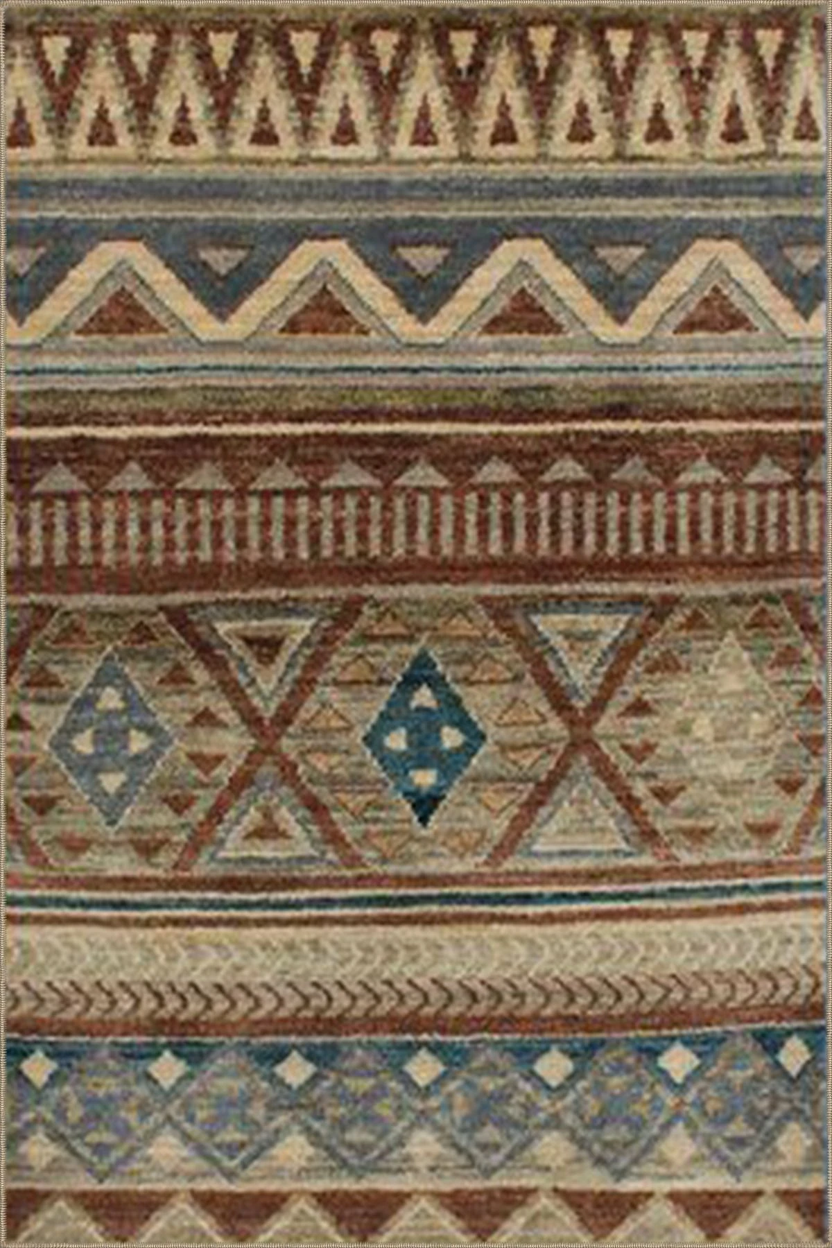 Kahverengi Renkli Geometrik Desenli Dokuma Taban Halı 4120