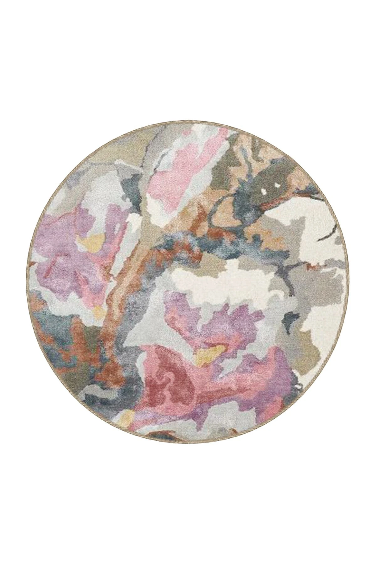 Gri Bej Temalı Soyut Abstract Desenli Modern Dekoratif Halı 3955