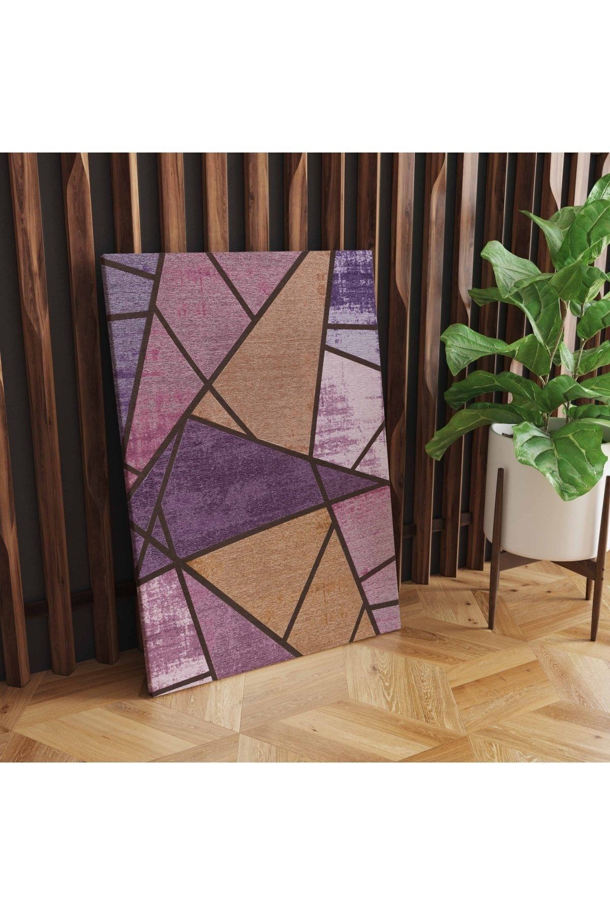 Kanvas Tablo Geometrik Temalı Mor Ve Turuncu Renklerde 36