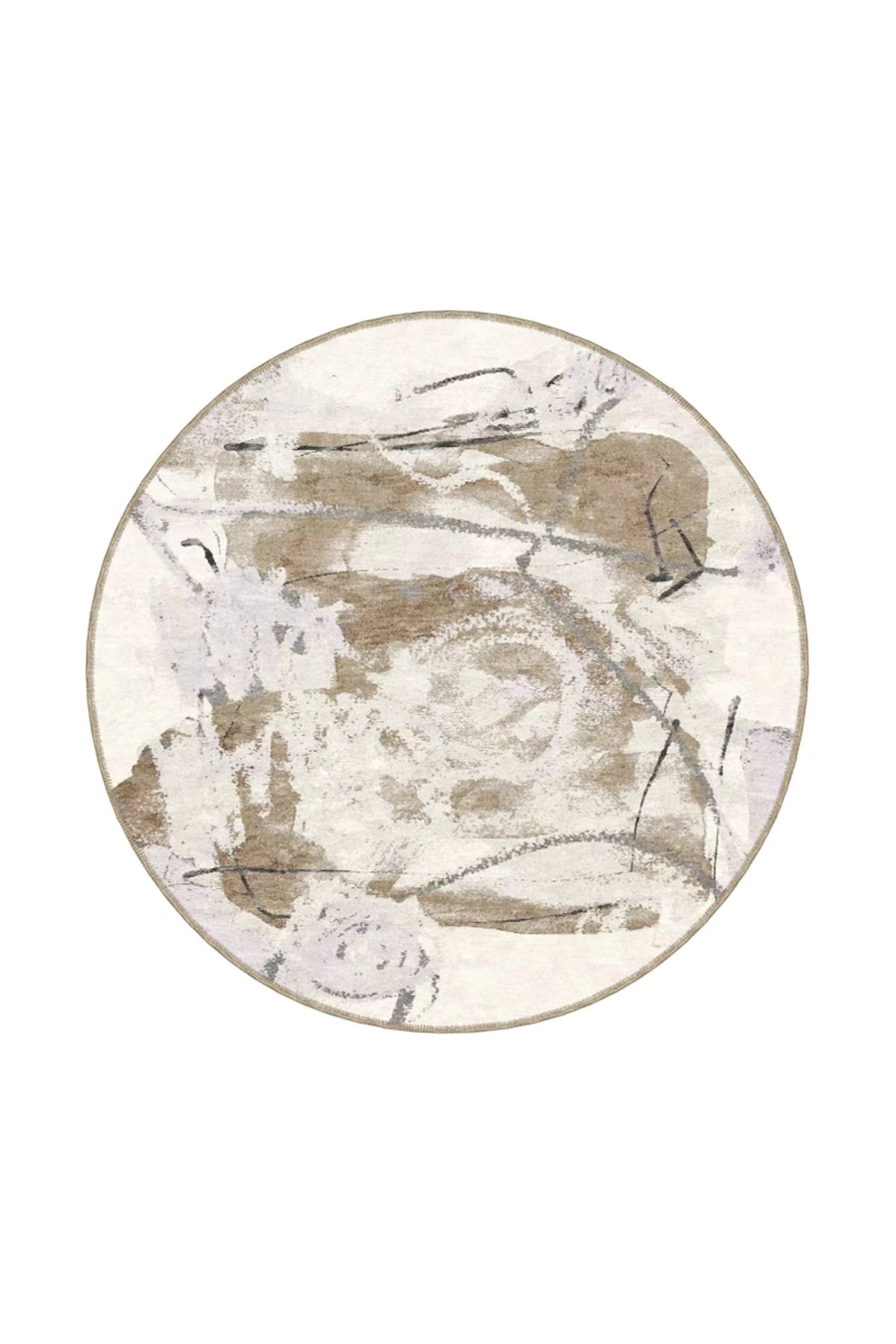 Etnik Krem Renkli Desenli Dekoratif Halı miravip906