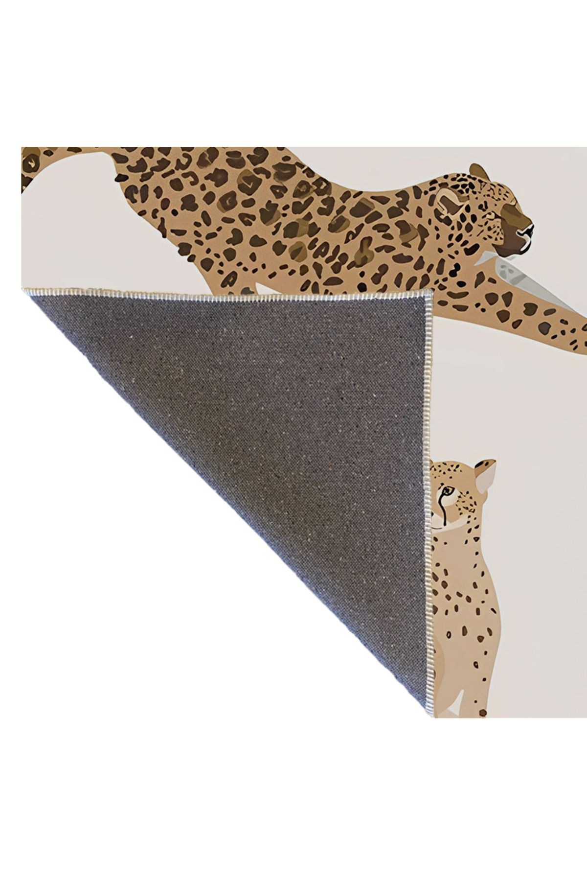 Bej Temalı Leopar Desenli Modern Dekoratif Halı 1657