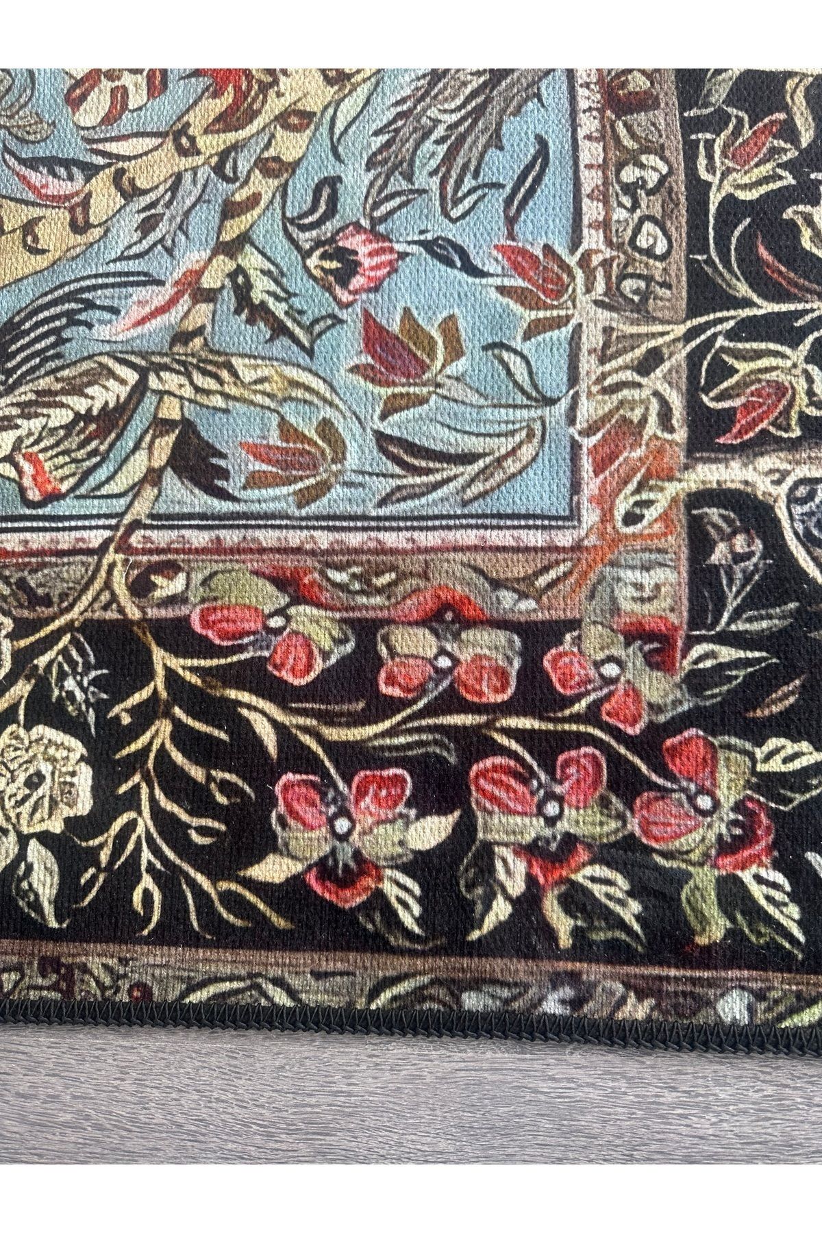 Opal Çok Renkli Geleneksel Desenli Beauty Yazı Detaylı Dokuma Taban Modern Dekoratif Halı opal07