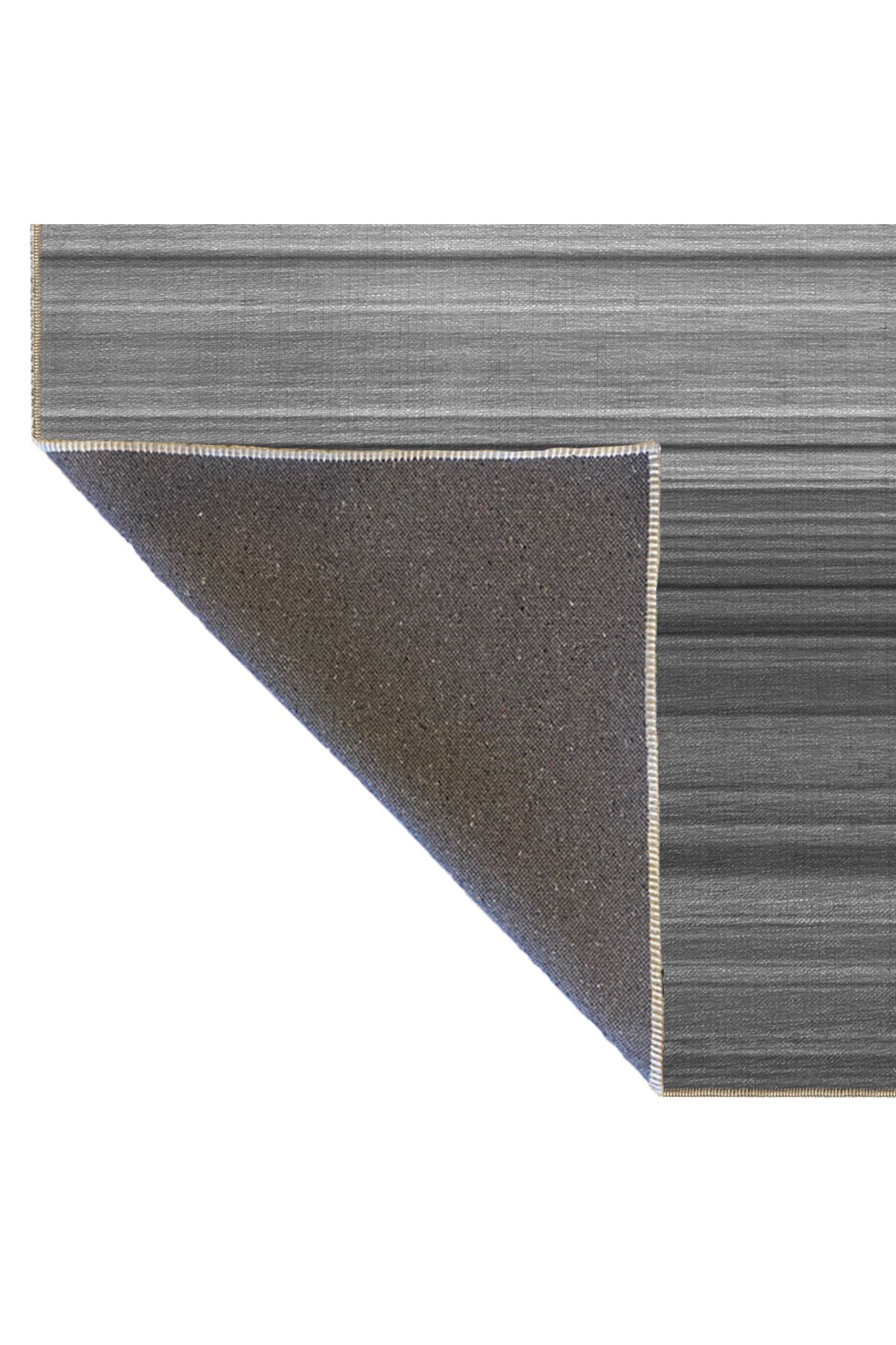 Gri Tonlarda Düz Çizgili Desenli Dokuma Taban Halı 4202