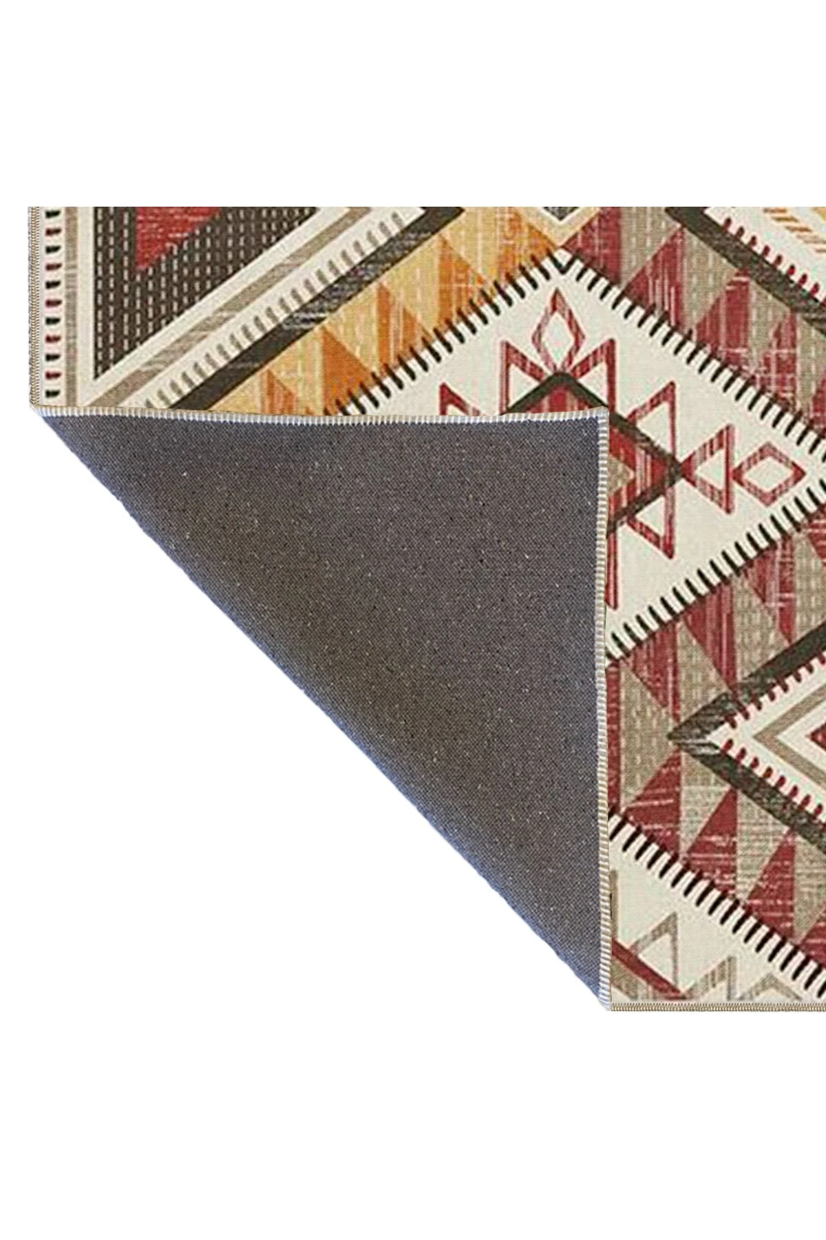 Çapraz Geometrik Baklavalı Kahverengi Desenli Yıkanabilir Dekoratif Halı miravip8048