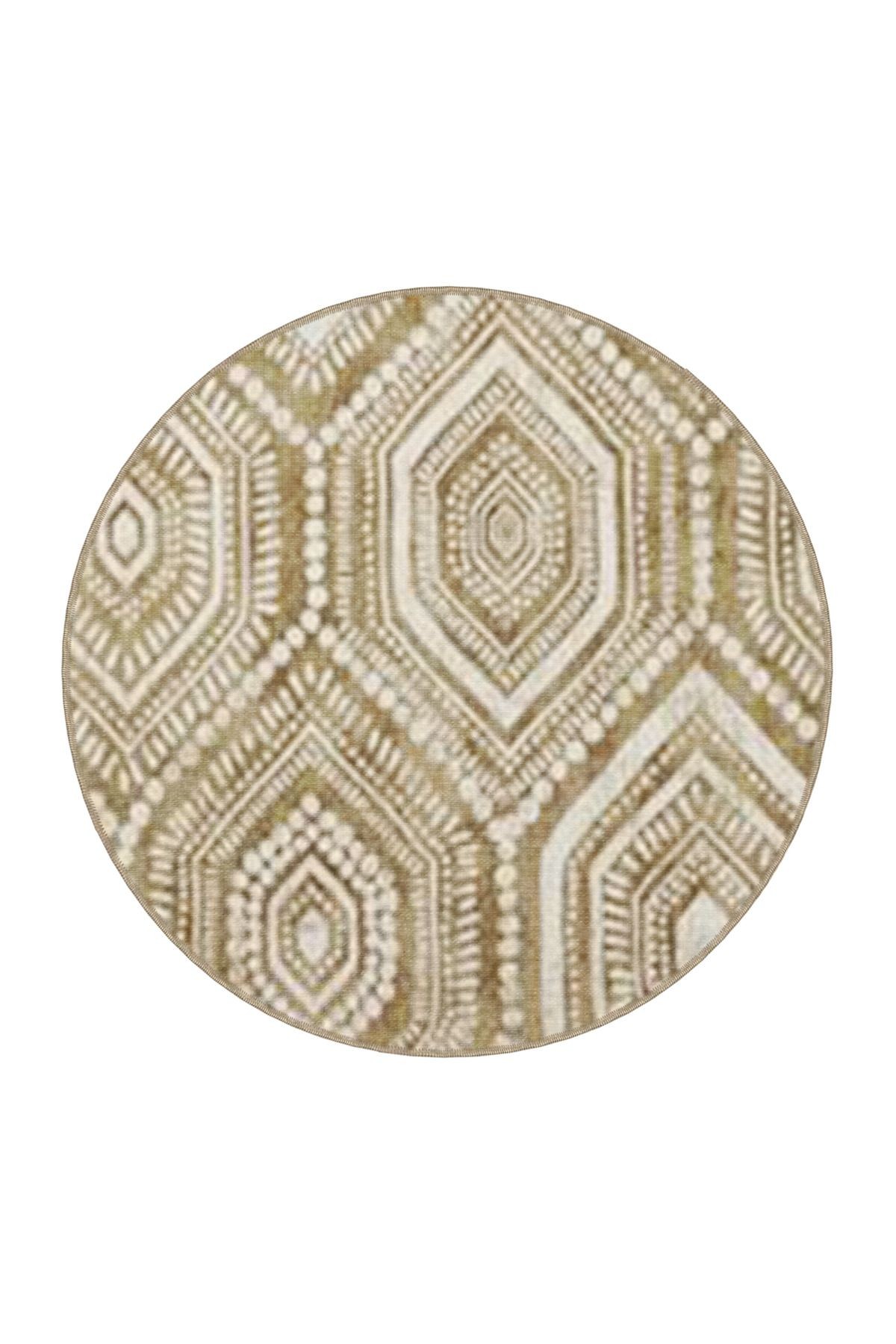 Bej Temalı Geleneksel Motif Desenli Vintage Dekoratif Halı 4715