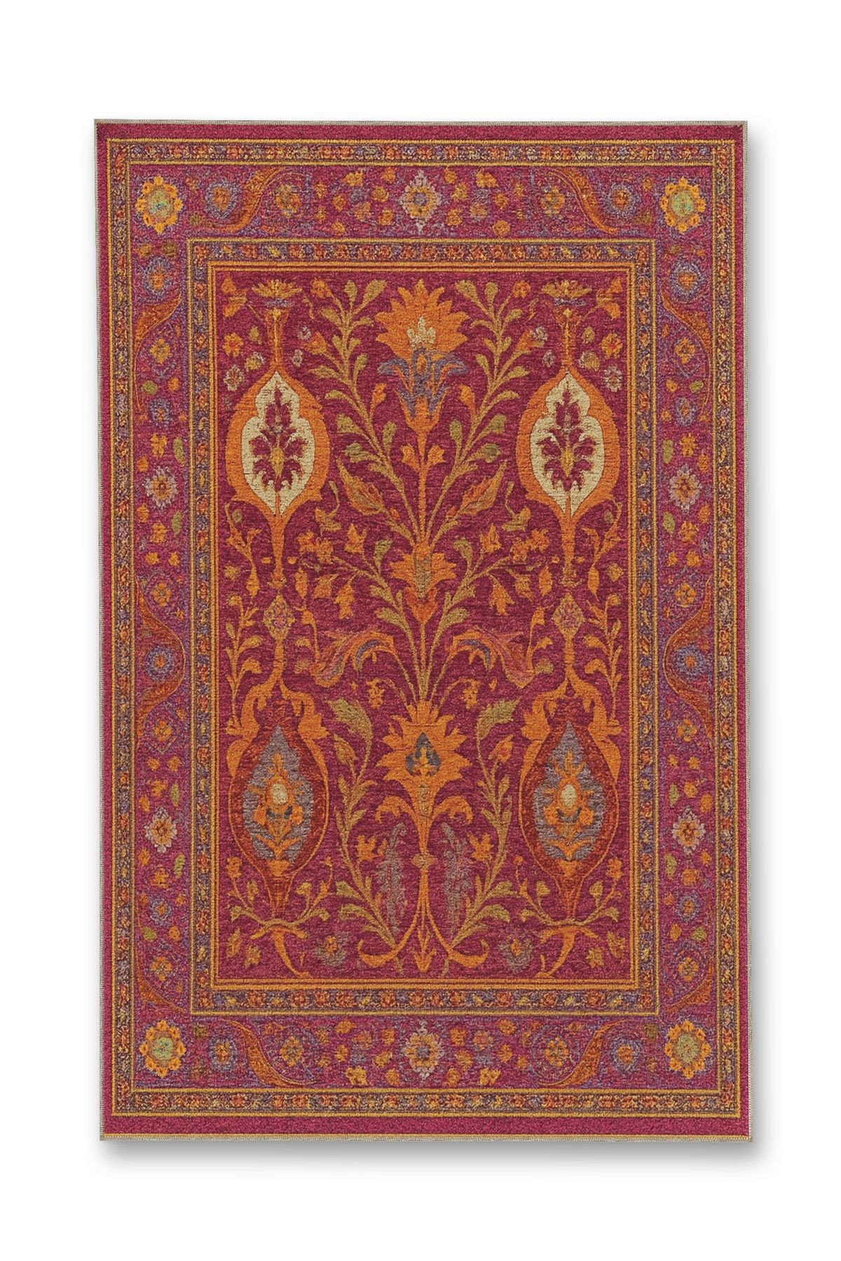 MOSSO Çiçek Motifleri Desenli Dokuma Taban Vintage Dekoratif Halı mosso175