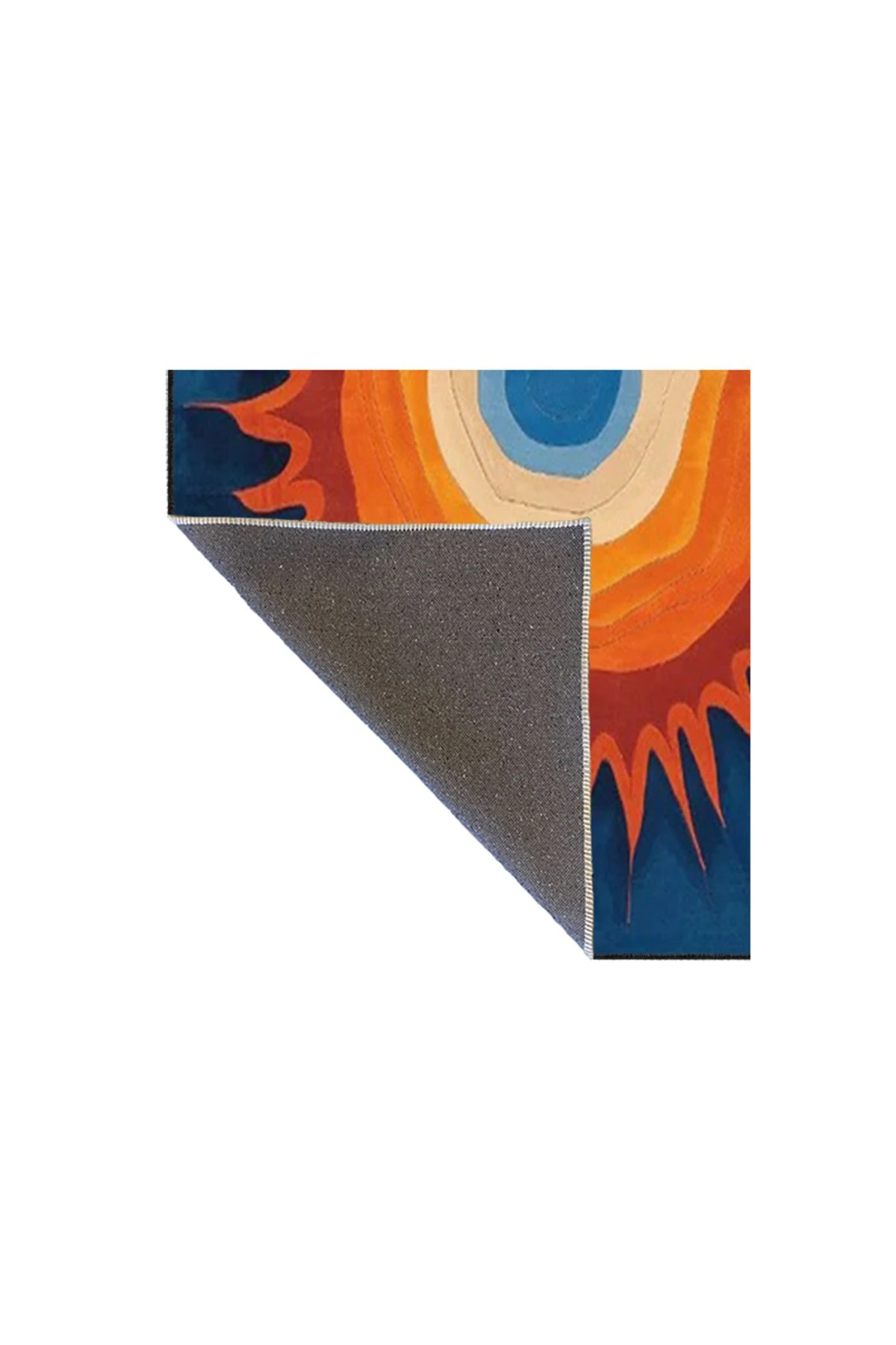 Paris Koleksiyonu Turuncu ve Mavi Temalı Soyut Abstract Şekil Desenli Modern Dekoratif Halı 139