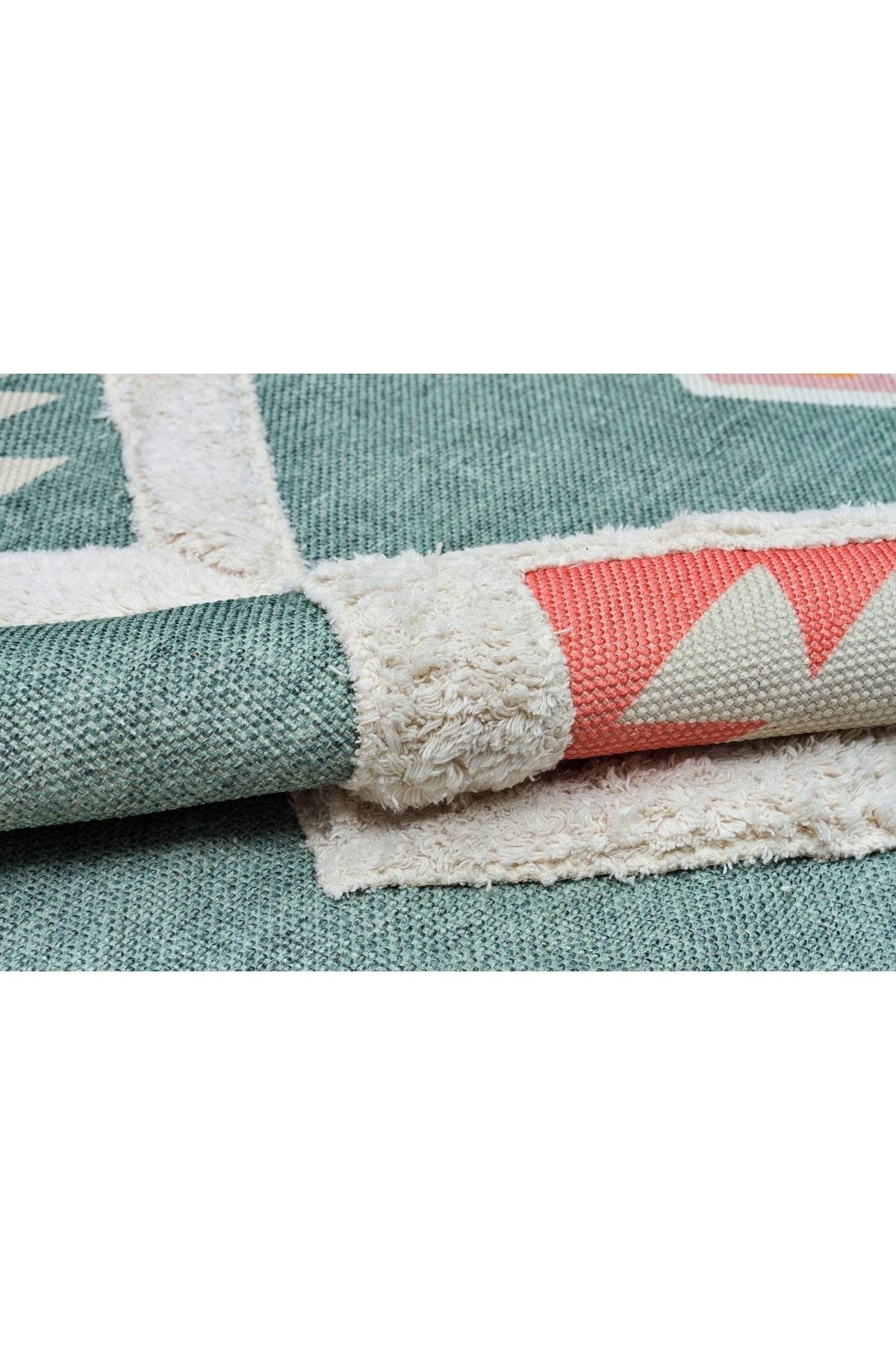 Rustik Green 4018 Çok Renkli Modern Kilim