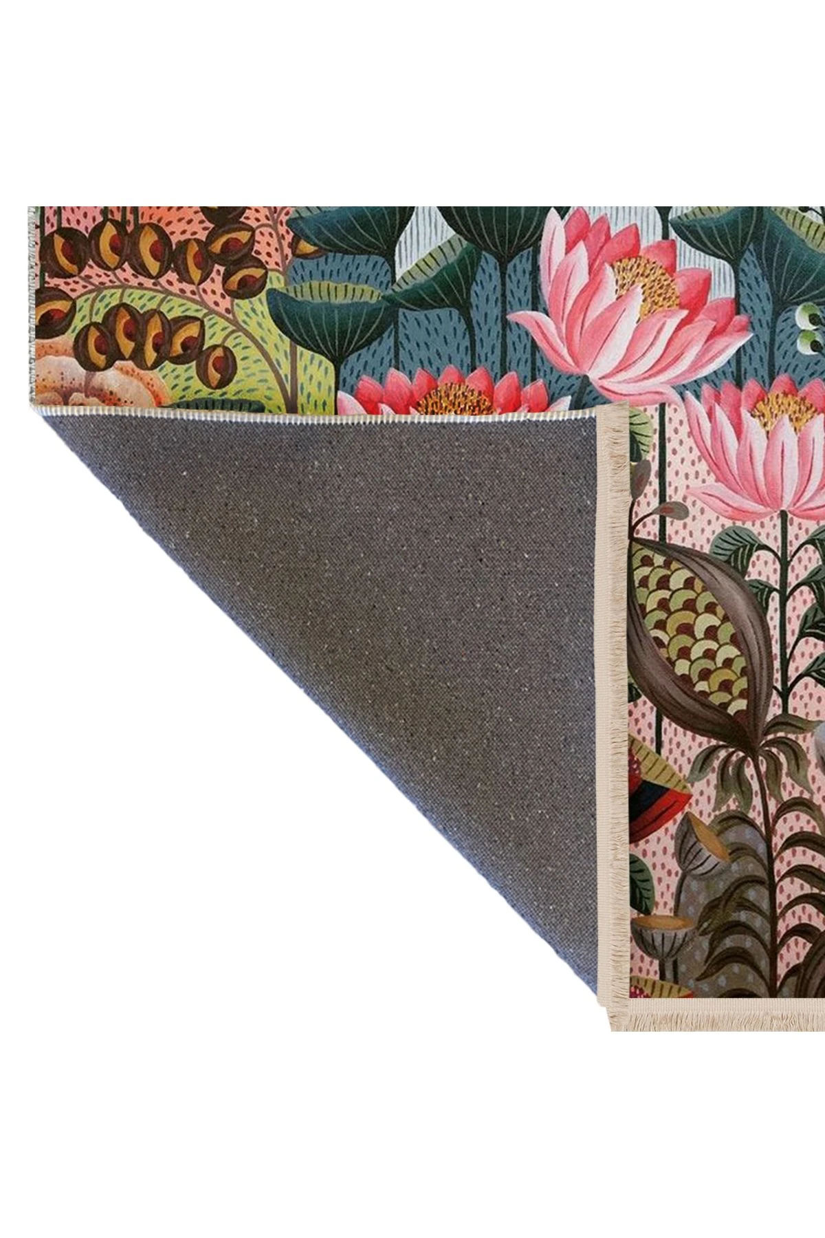 Yılmaz Koleksiyonu Çok Renkli Botanik Tasarım Orman ve Çiçekler Desenli Modern Dekoratif Halı 18