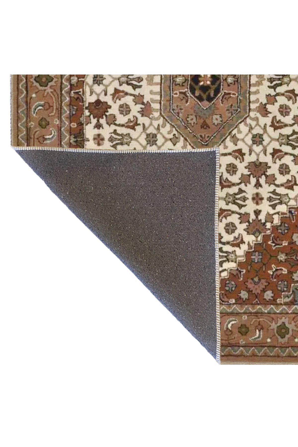 Hasır Renklerde Geometrik Etnik Desenli Dekoratif Halı miravip877