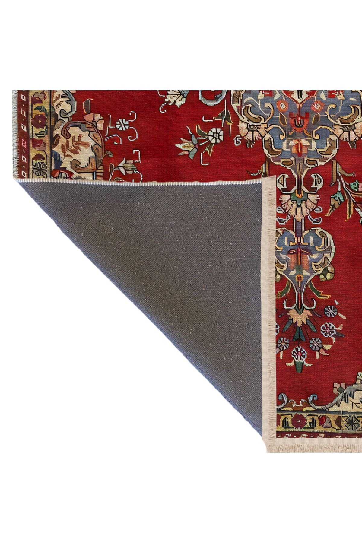 Kırmızı Temalı Geleneksel Motif Etnik Desenli Kreatif Vintage Dekoratif Halı 2533