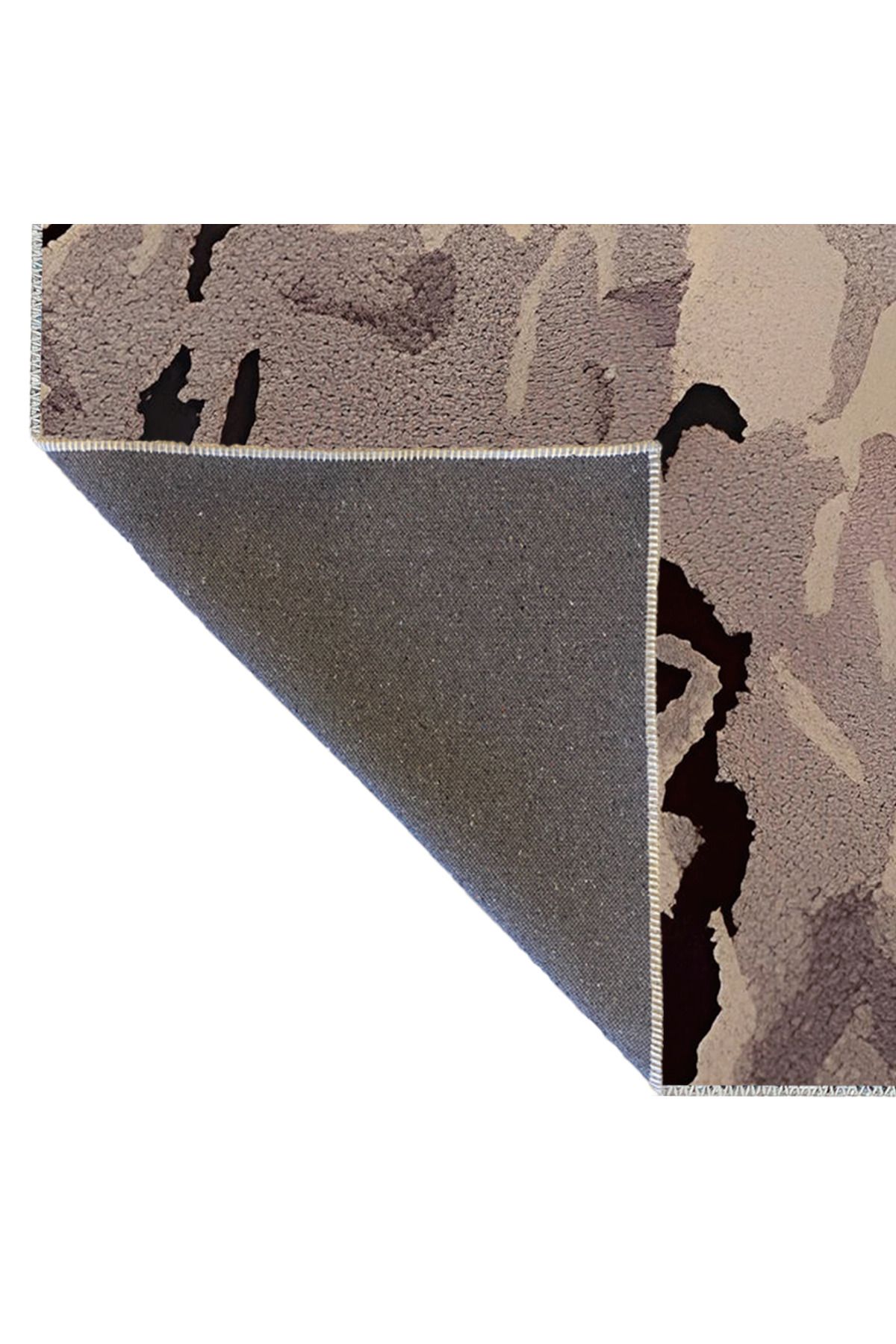 Siyah Bej Temalı Soyut Desenli Modern Dekoratif Halı 1671