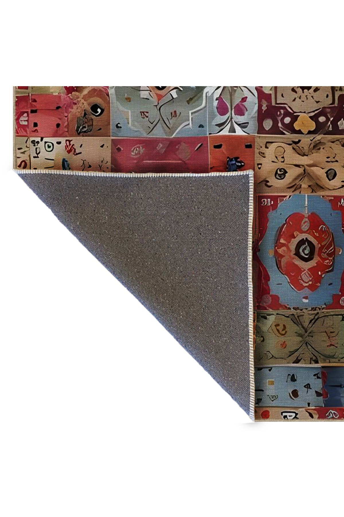 Patchwork Çok Renkli Antik Tasarım Serisi Desenli Dekoratif Halı antik77
