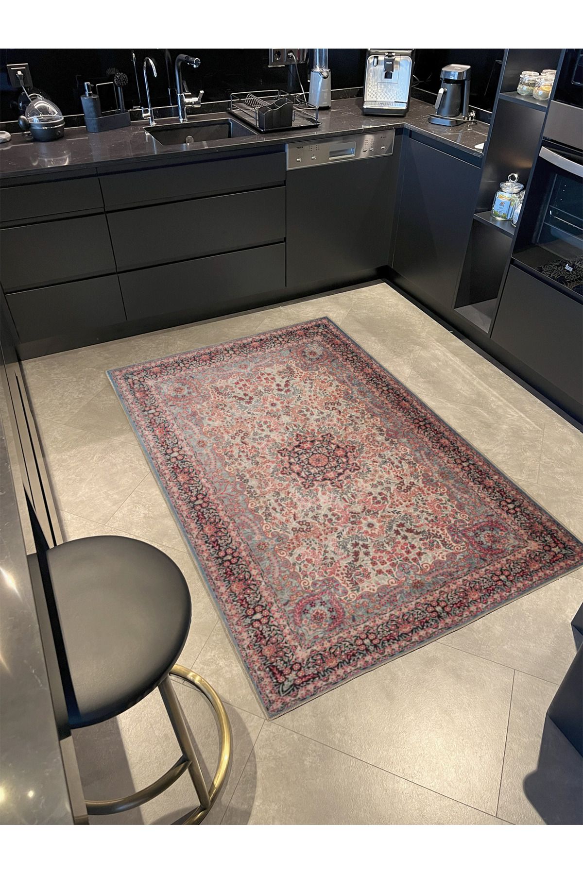 Kırmızı Modern Geometrik Baklava Desenli Dokuma Taban ve Dekoratif Halı miravip98