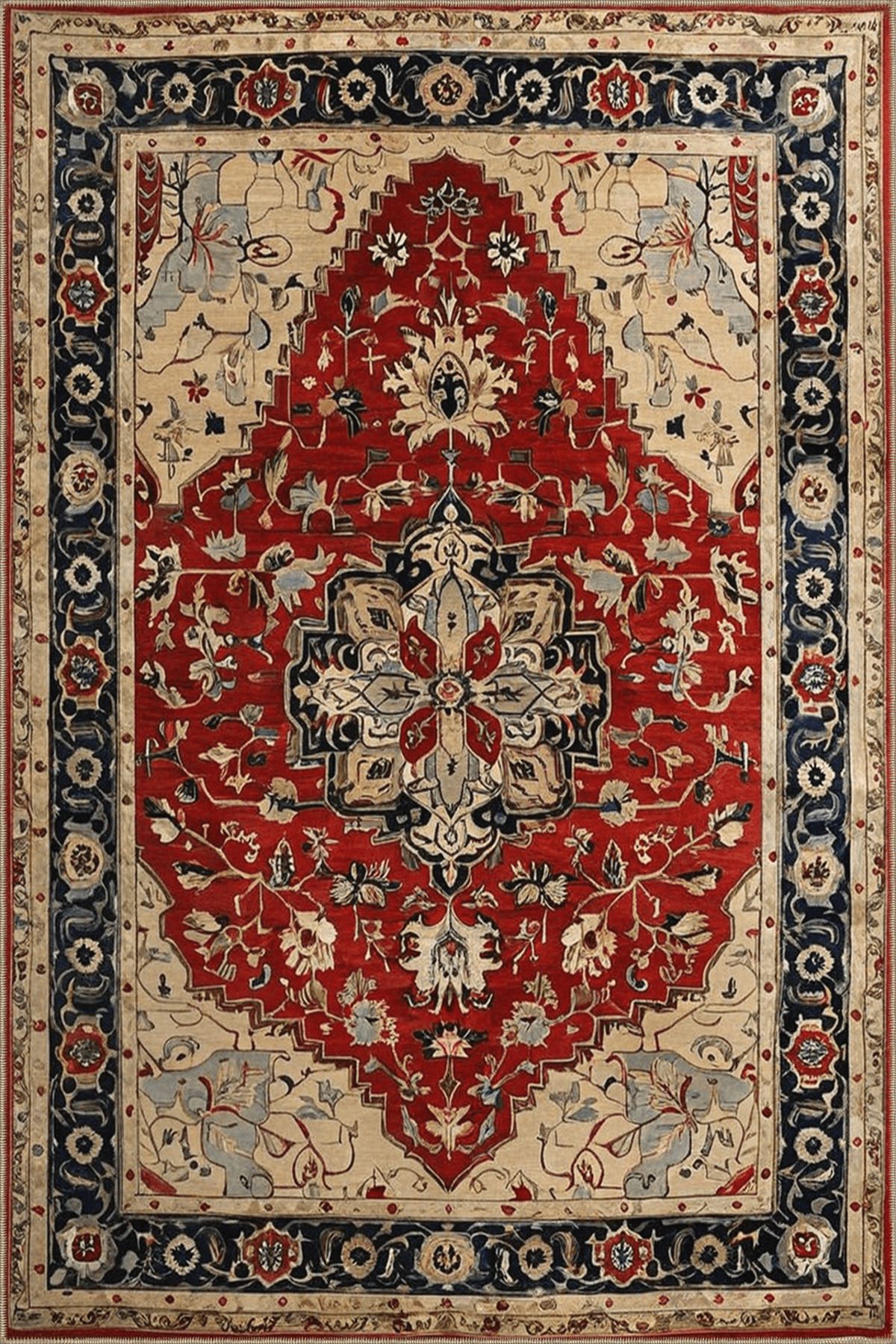 Paris Koleksiyonu Bordo Bej Temalı Geleneksel Motif Etnik Desenli Vintage Dekoratif Halı 77