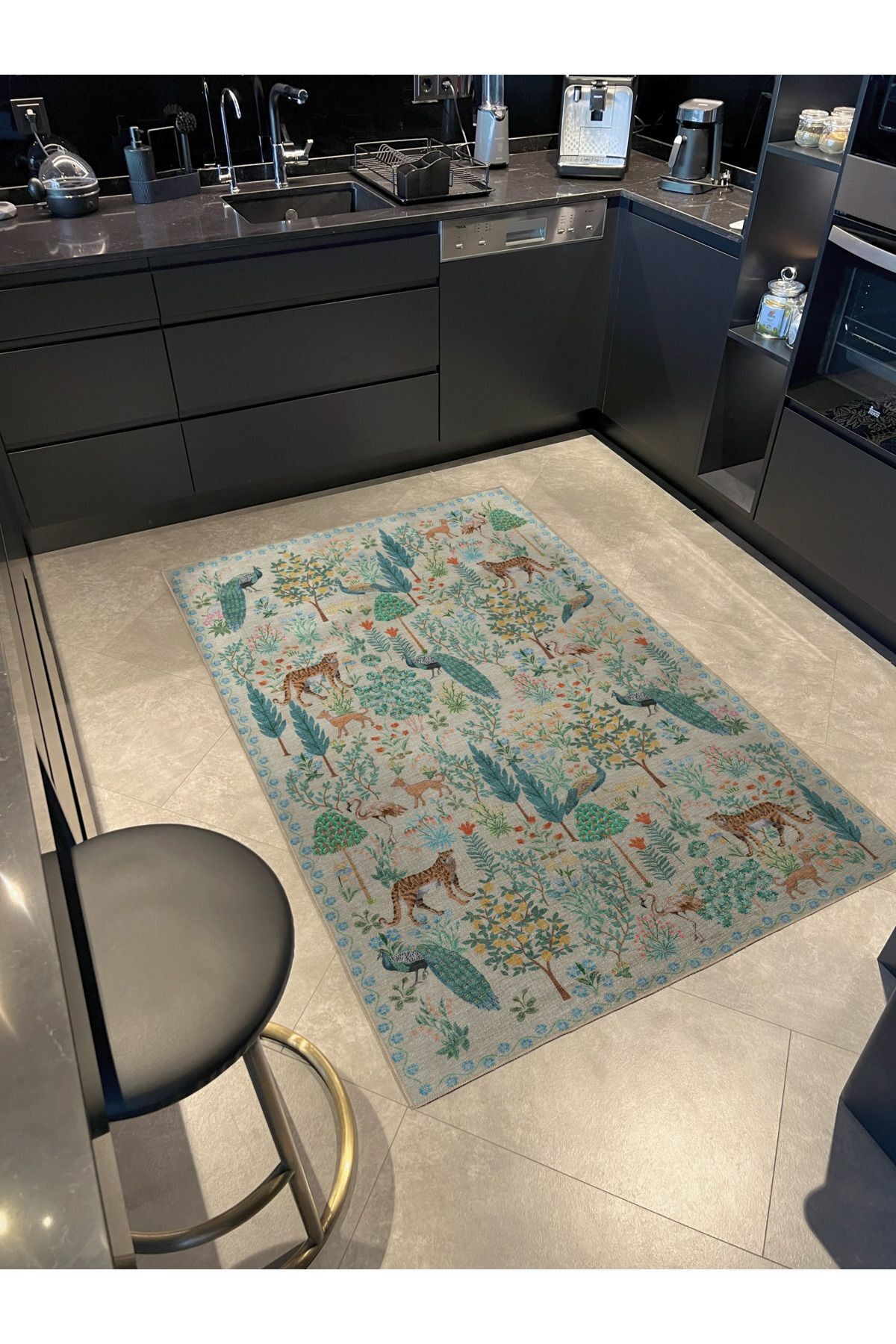 Floral Mira Bej Pastel Botanik Tema Dokuma Taban Halı Mira 1318