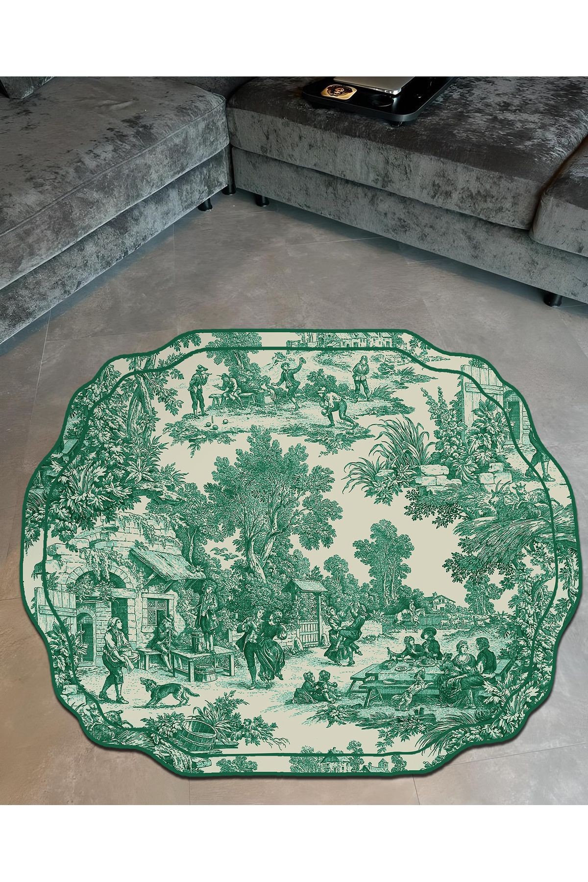 Série Vintage Vert Beige Yeşil Bej Desenli  Dokuma Taban Dekoratif Halı vintage04