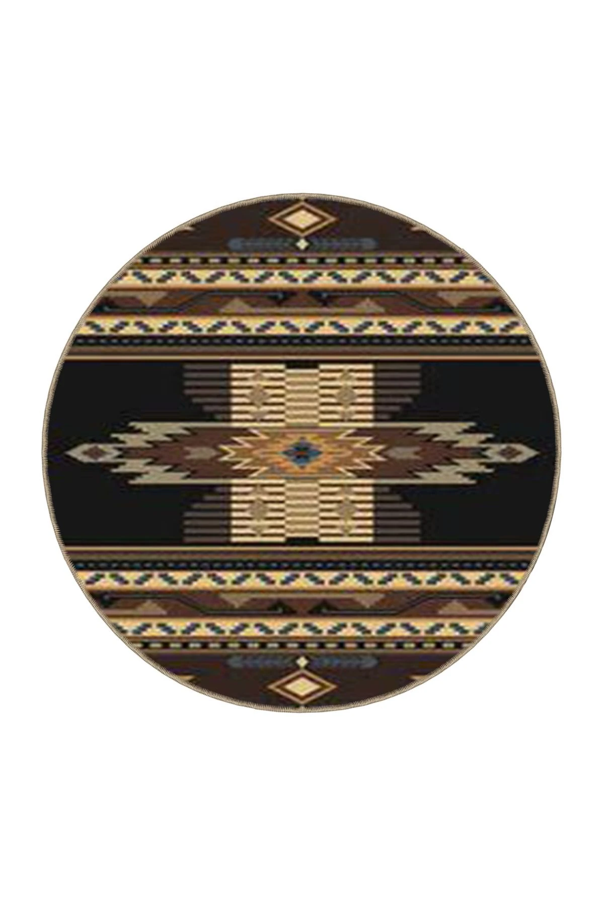 Siyah ve Kahverengi Tonlarında Vintage Dokuma Taban Halı 3763